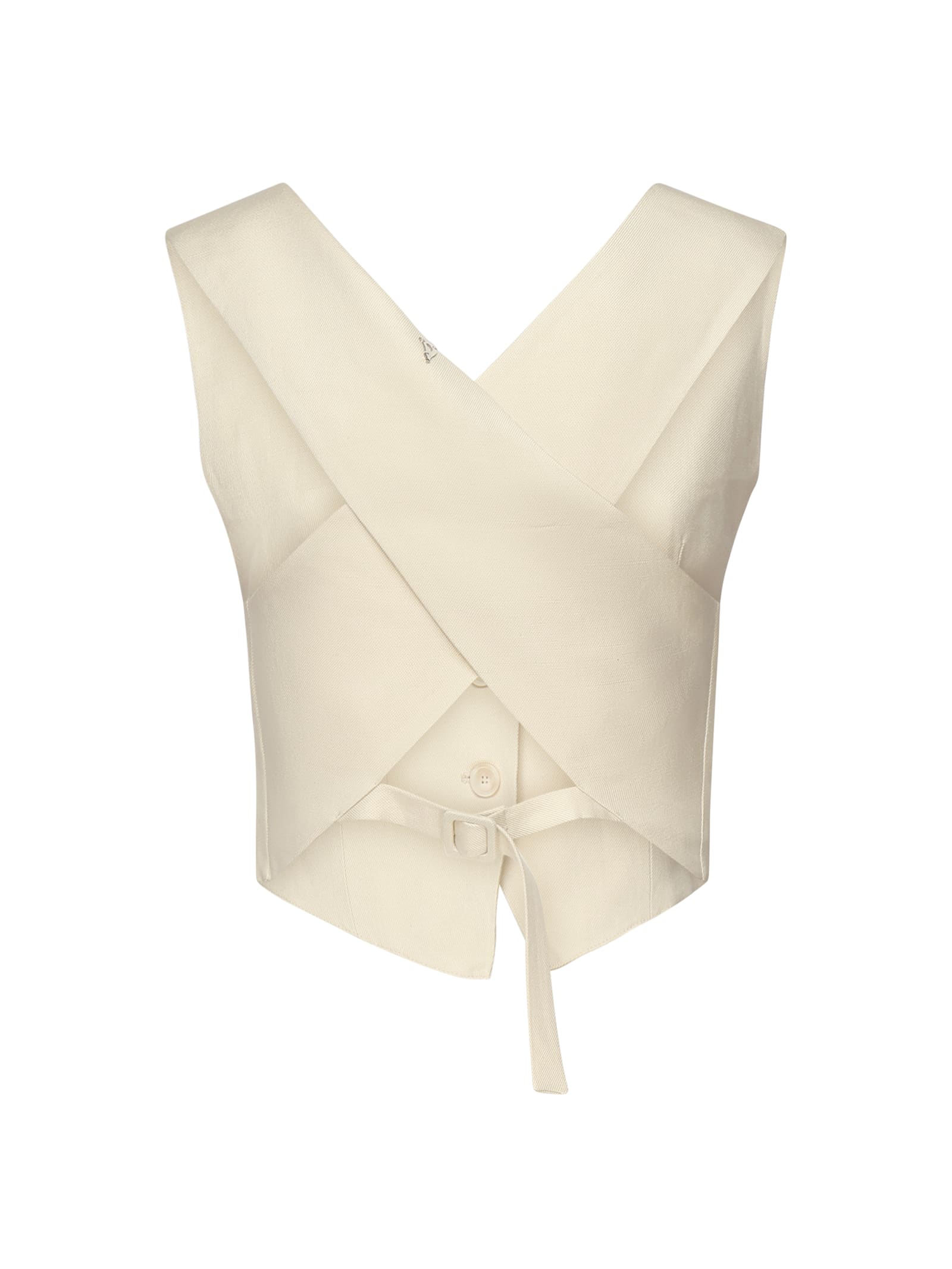 DONDUP VISCOSE AND LINEN TWILL VEST