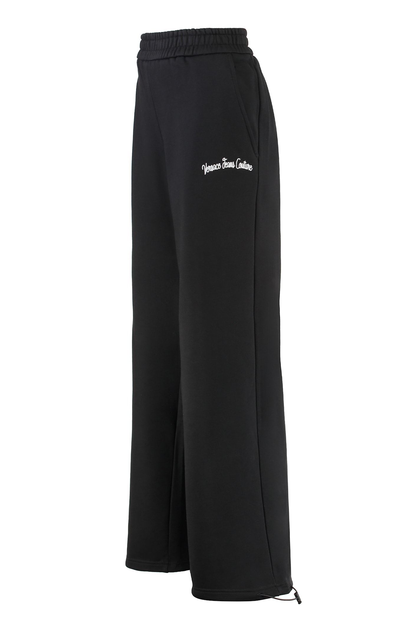 Versace Jeans Couture Cotton Track-pants Featuring Adjustable Drawstrings In Black