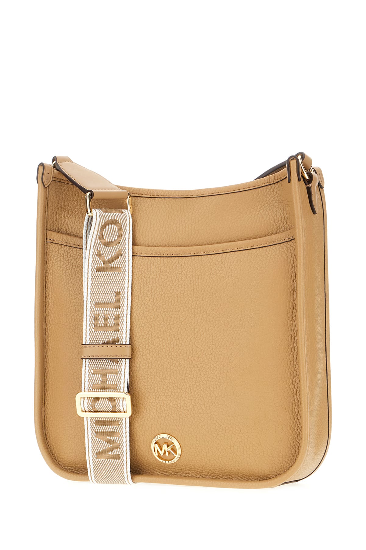 Shop Michael Kors Cappuccino Leather Raven Crossbody Bag In Camel