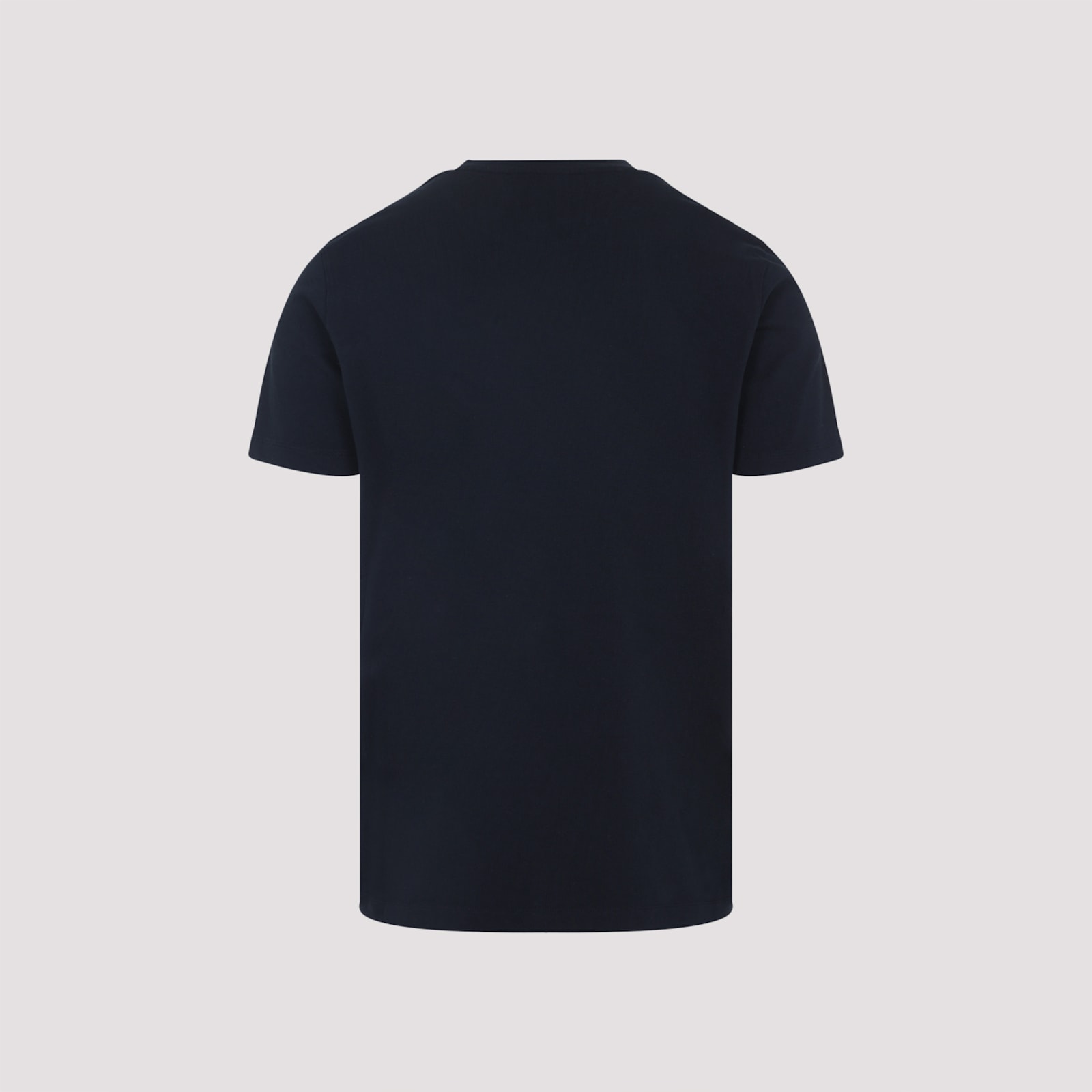 Moncler Men T-shirt With Flocked Cotton Logo In Blue
