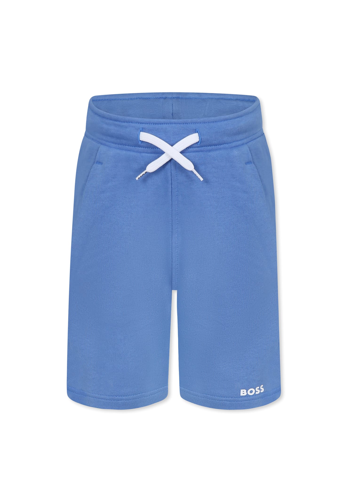 Hugo Boss Light Blue Shorts For Boy With Logo In Light Blue
