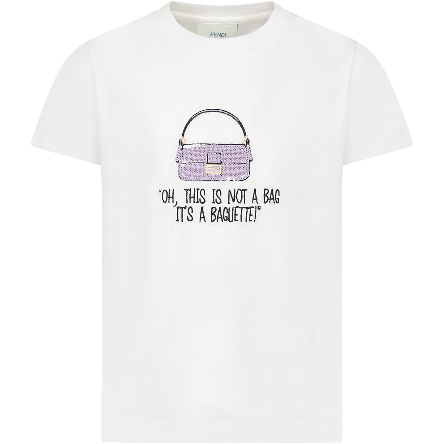 Fendi Kids' T-shirt Bianca Per Bamina Con Doppia F E Scritta In White