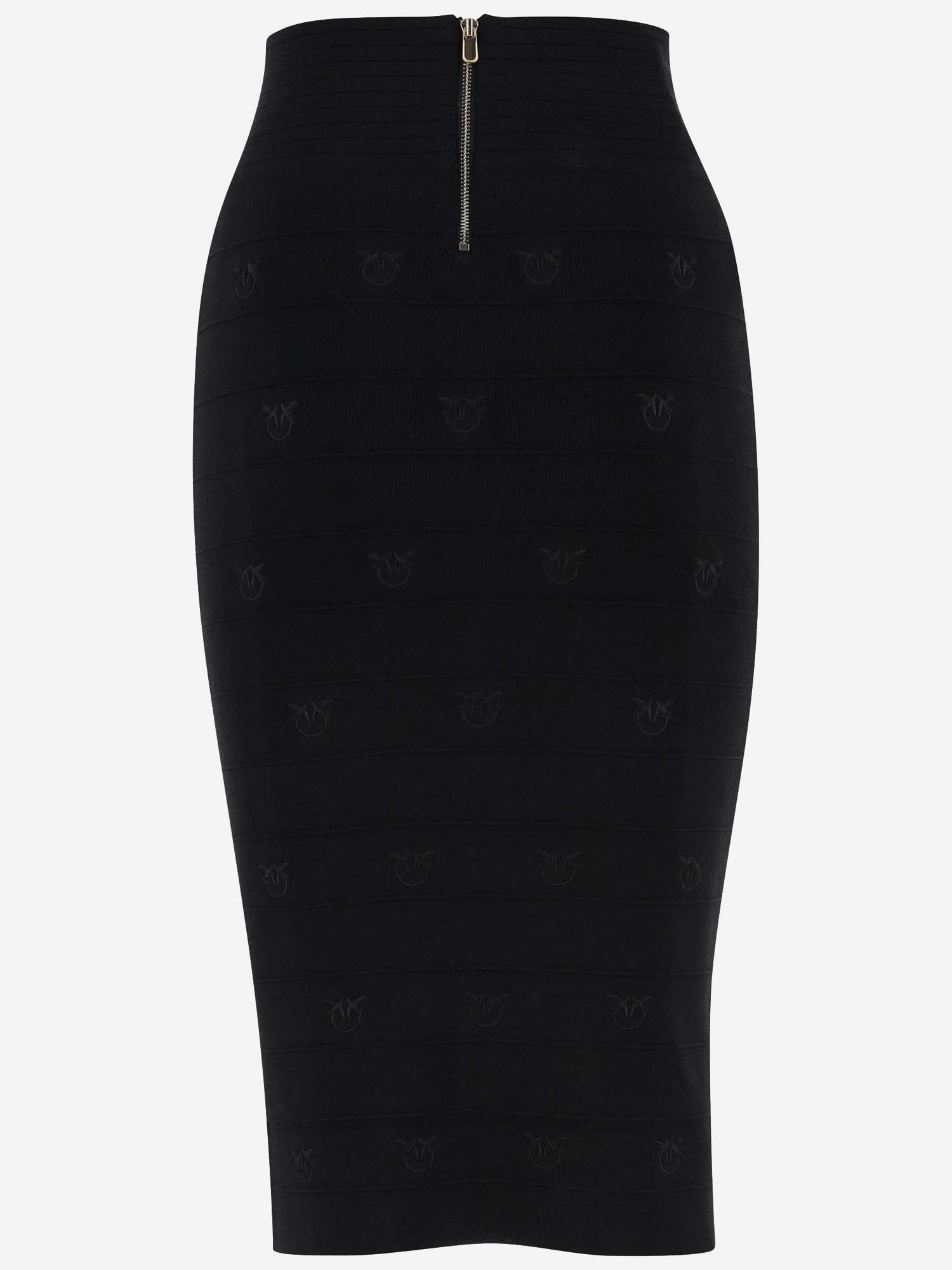 Shop Pinko Stretch Viscose Jersey Midi Skirt In Nero