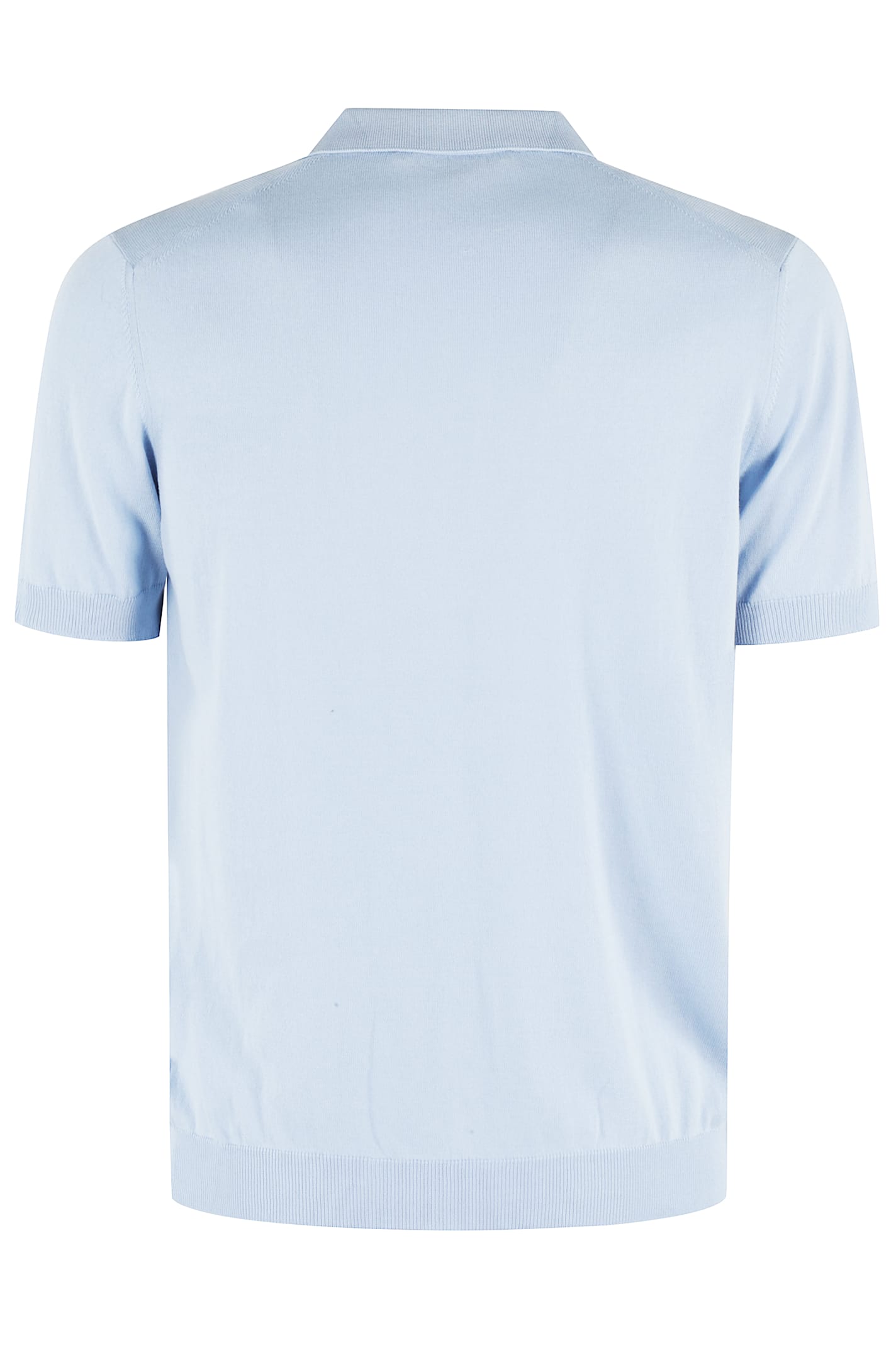 Tagliatore Classic Cotton Polo With Buttonless Collar In Celeste
