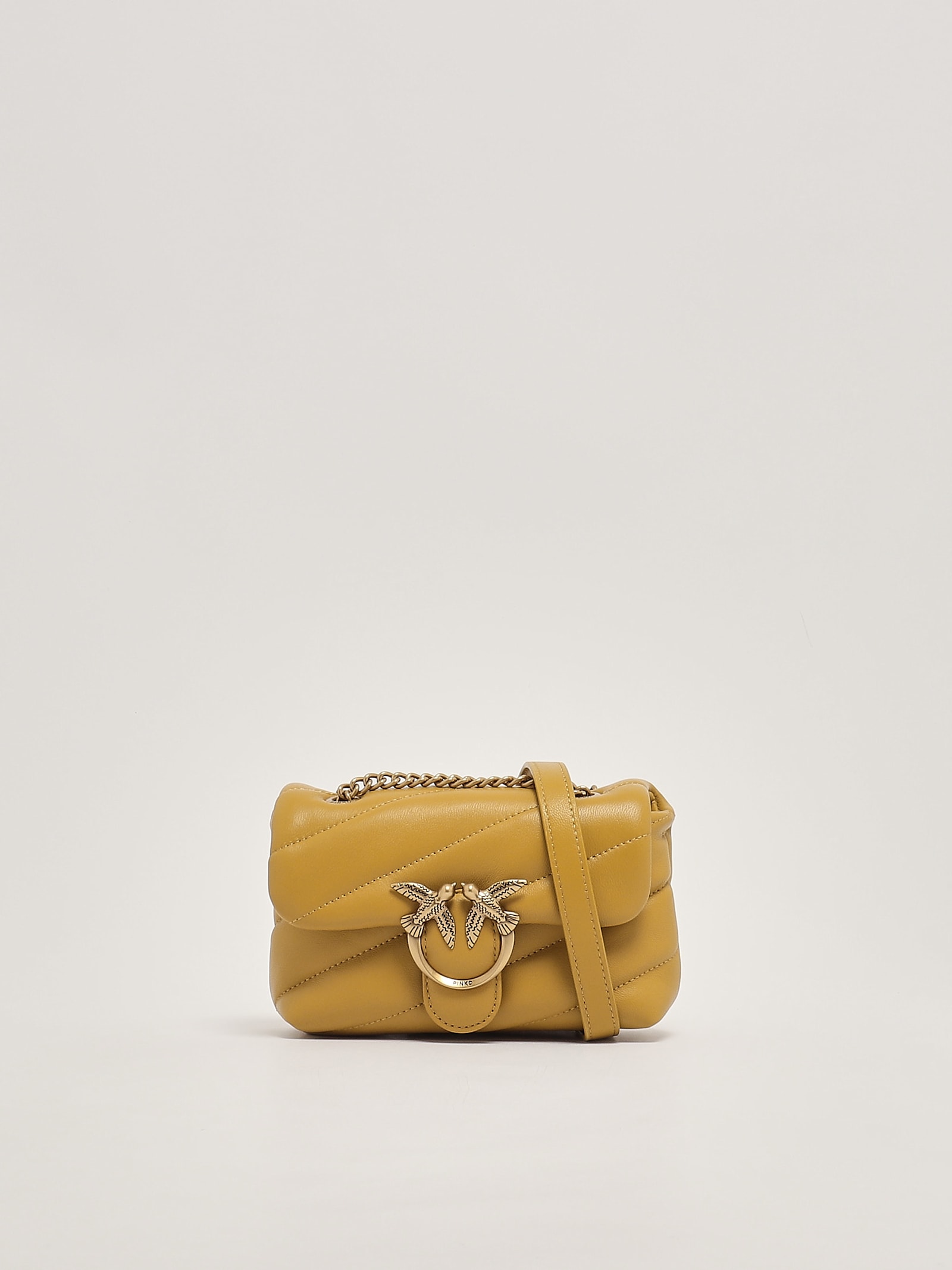 Shop Pinko Love Puff Baby Cl Clutch In Ocra