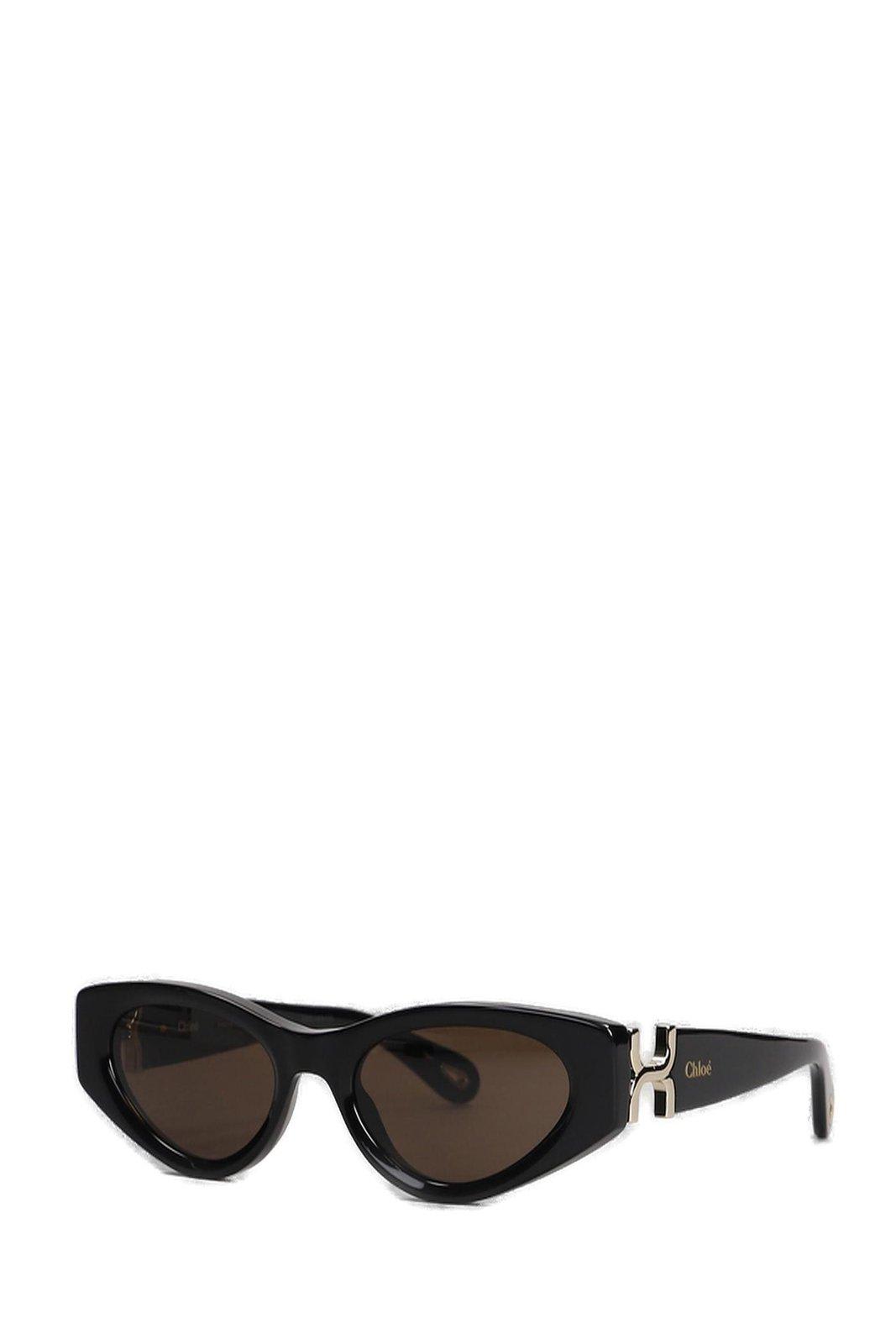 Shop Chloé Cat-eye Sunglasses In Blk/blk/brown