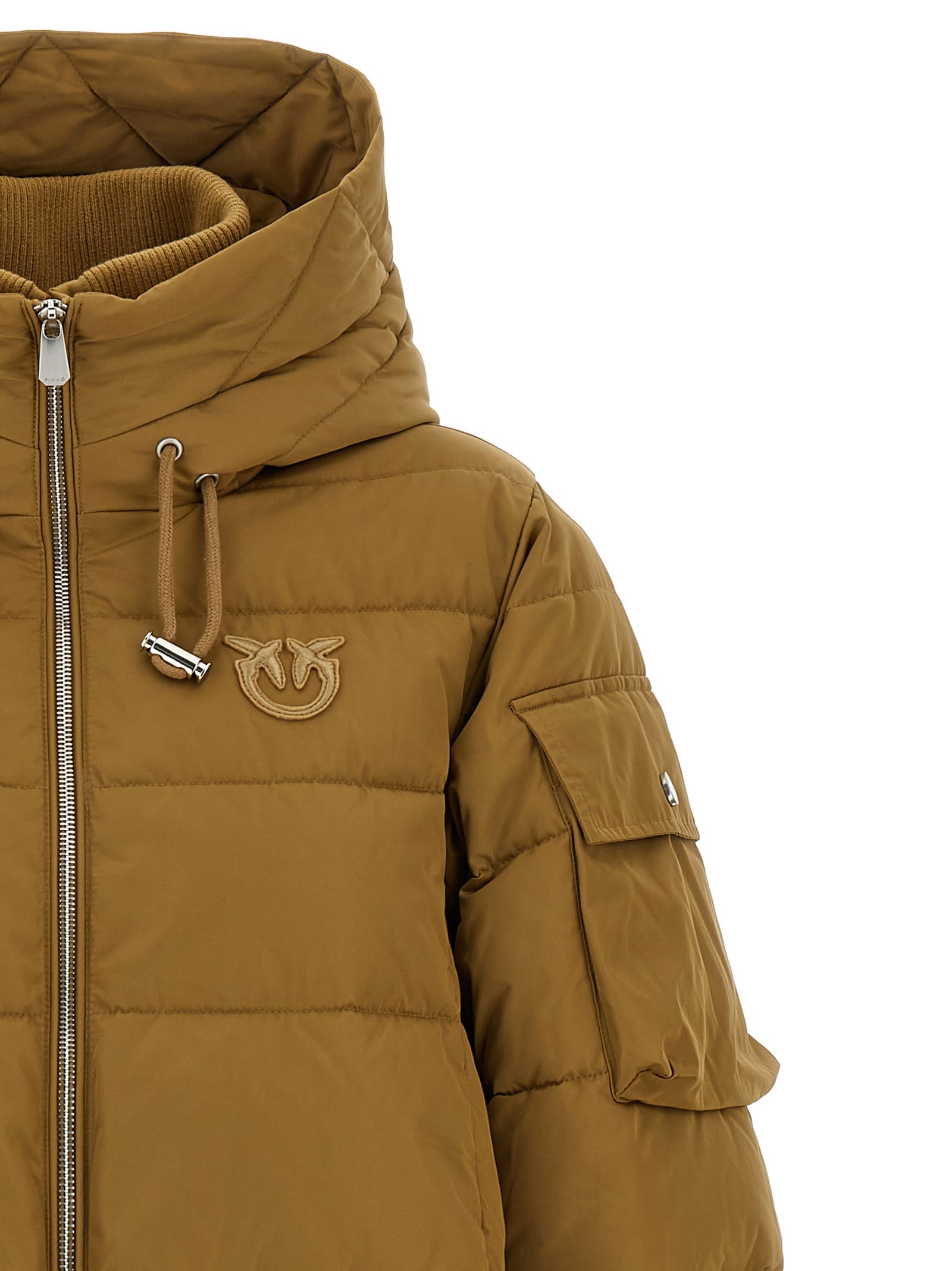 Pinko Crusca Puffer Jackets Beige In Brown