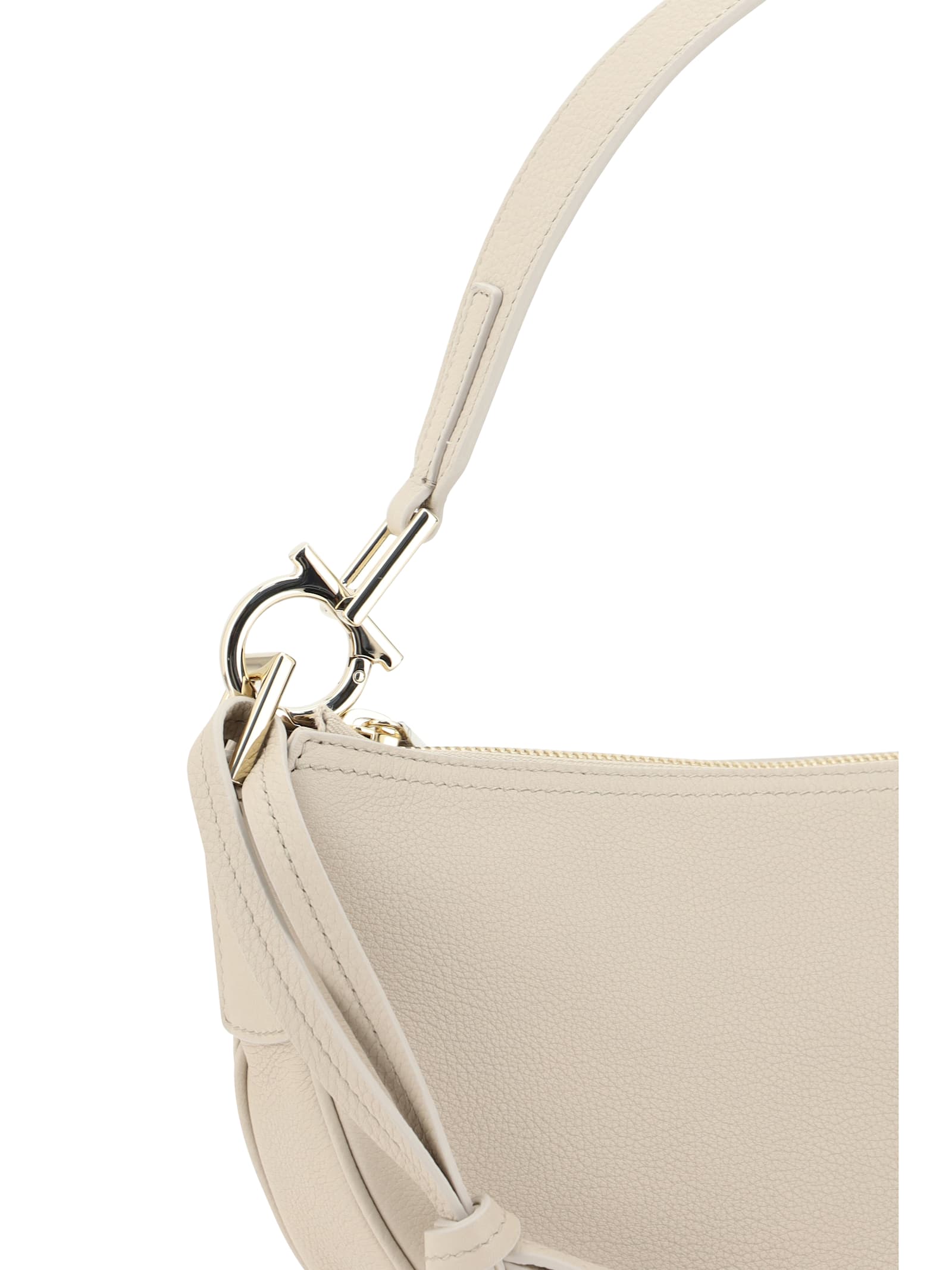 Ferragamo Sand Leather Shoulder Bag In Beige