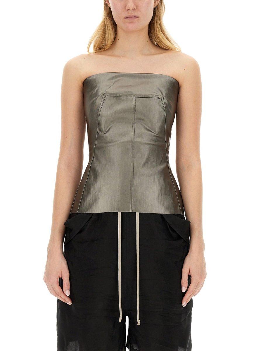 Shop Rick Owens Strapless Bustier Top In Grigio