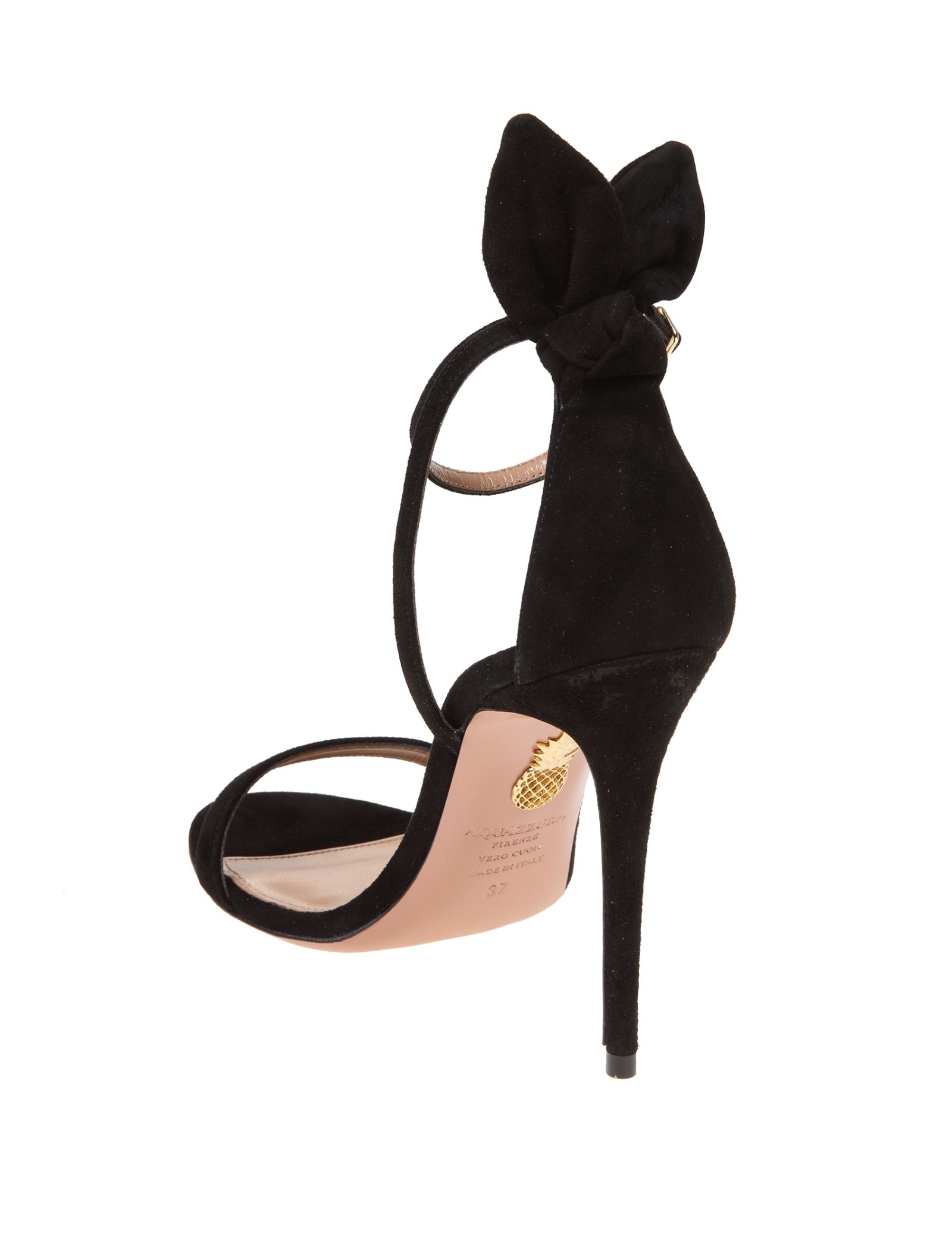 Shop Aquazzura Bow Tie 105 Sandal In Black Suede