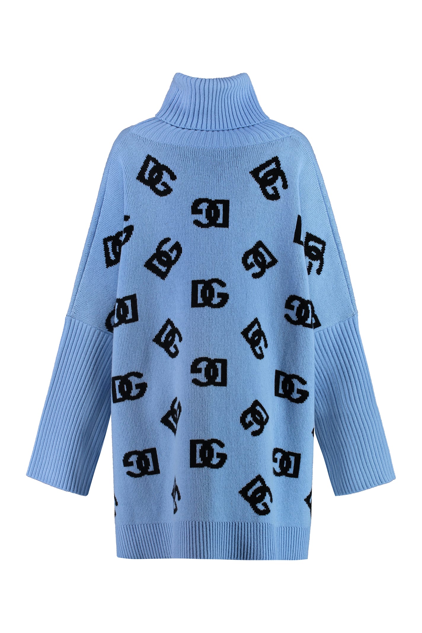 Shop Dolce & Gabbana Wool Poncho In Light Blue