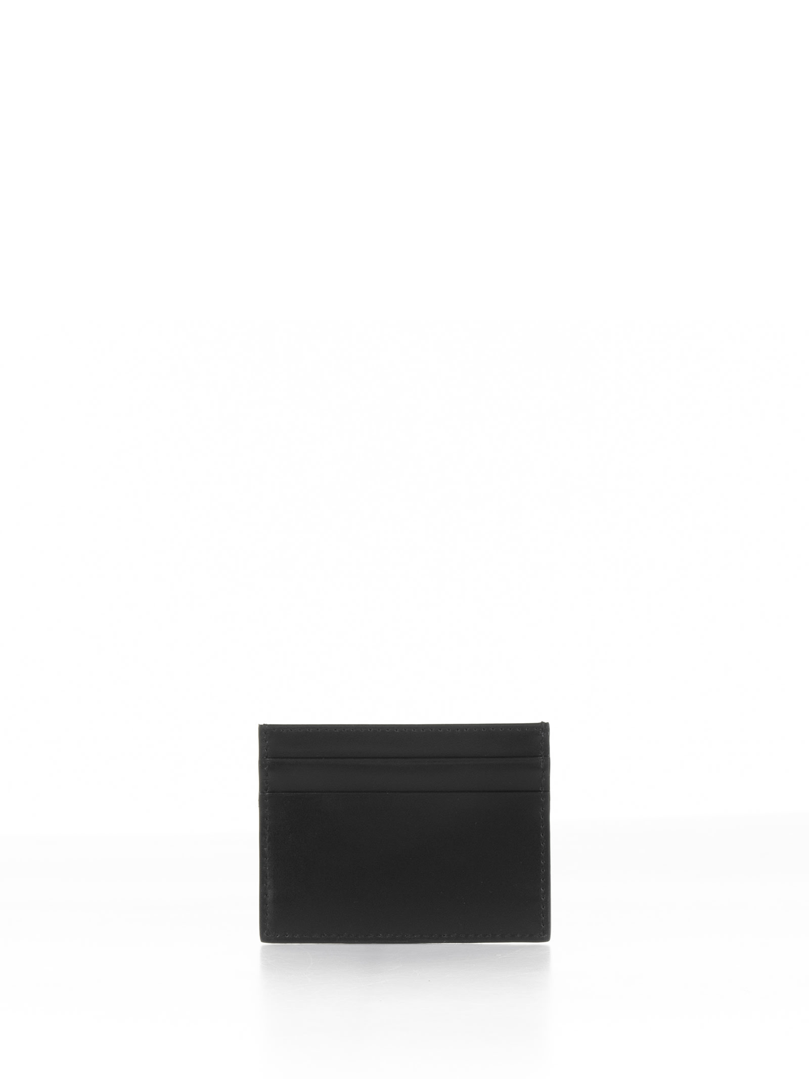 Shop Dolce & Gabbana Black Leather Card Holder With Contrasting Logo In Nero