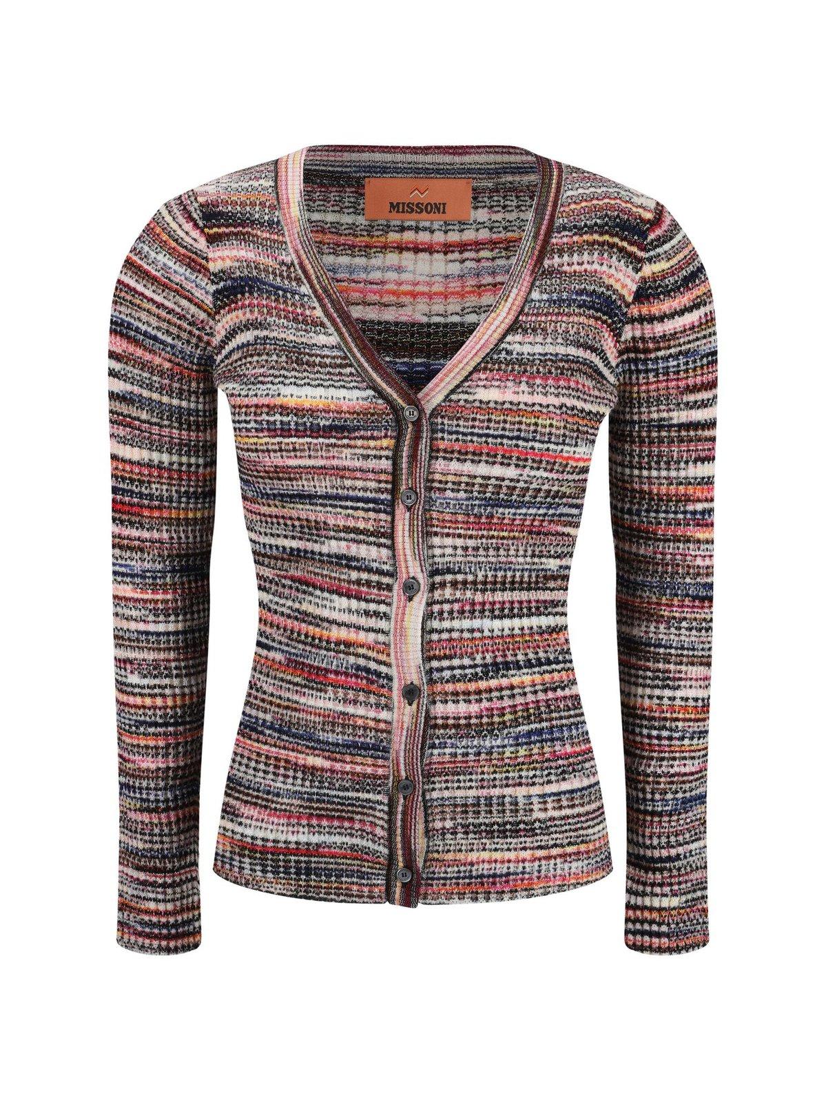 Shop Missoni Striped Knit Cardigan In Powder