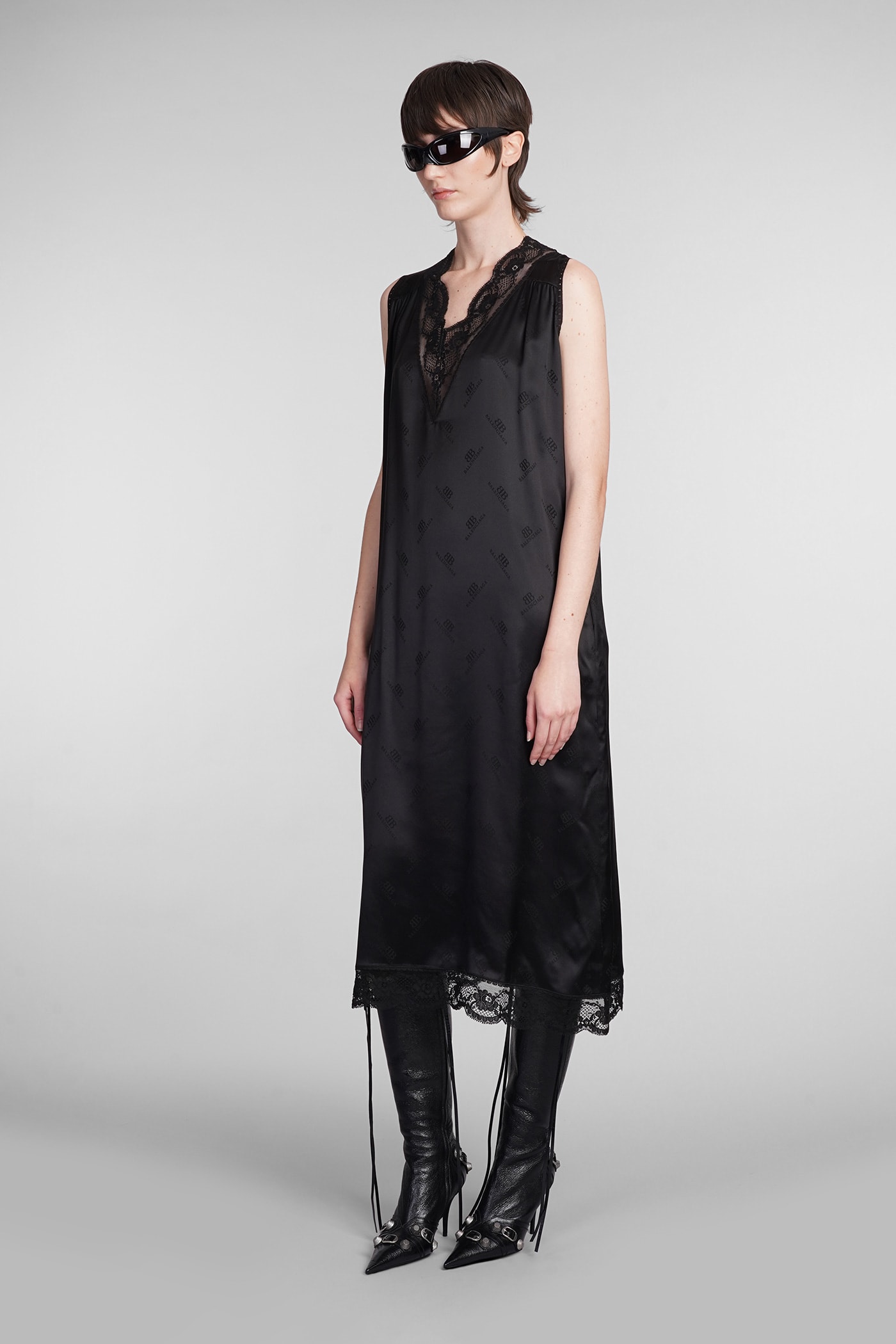 Shop Balenciaga Dress In Black Silk