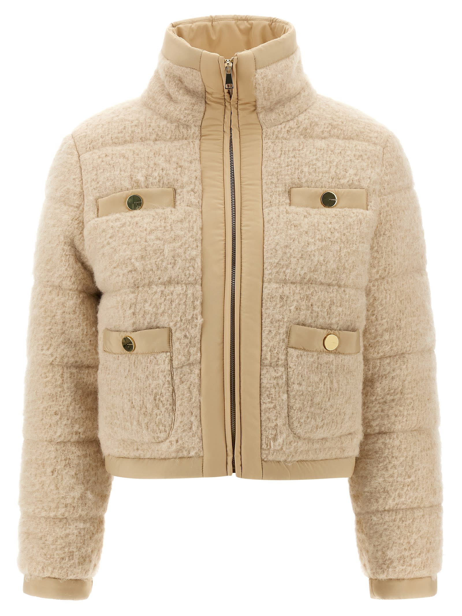 Pinko Raquel Puffer Jackets Beige In Neutral