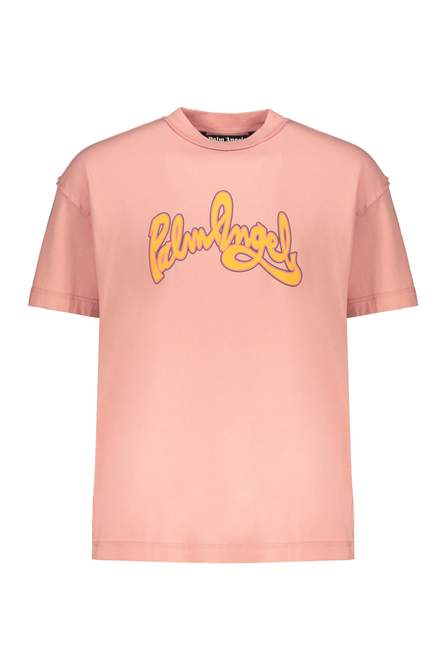 Shop Palm Angels Cotton T-shirt In Pink