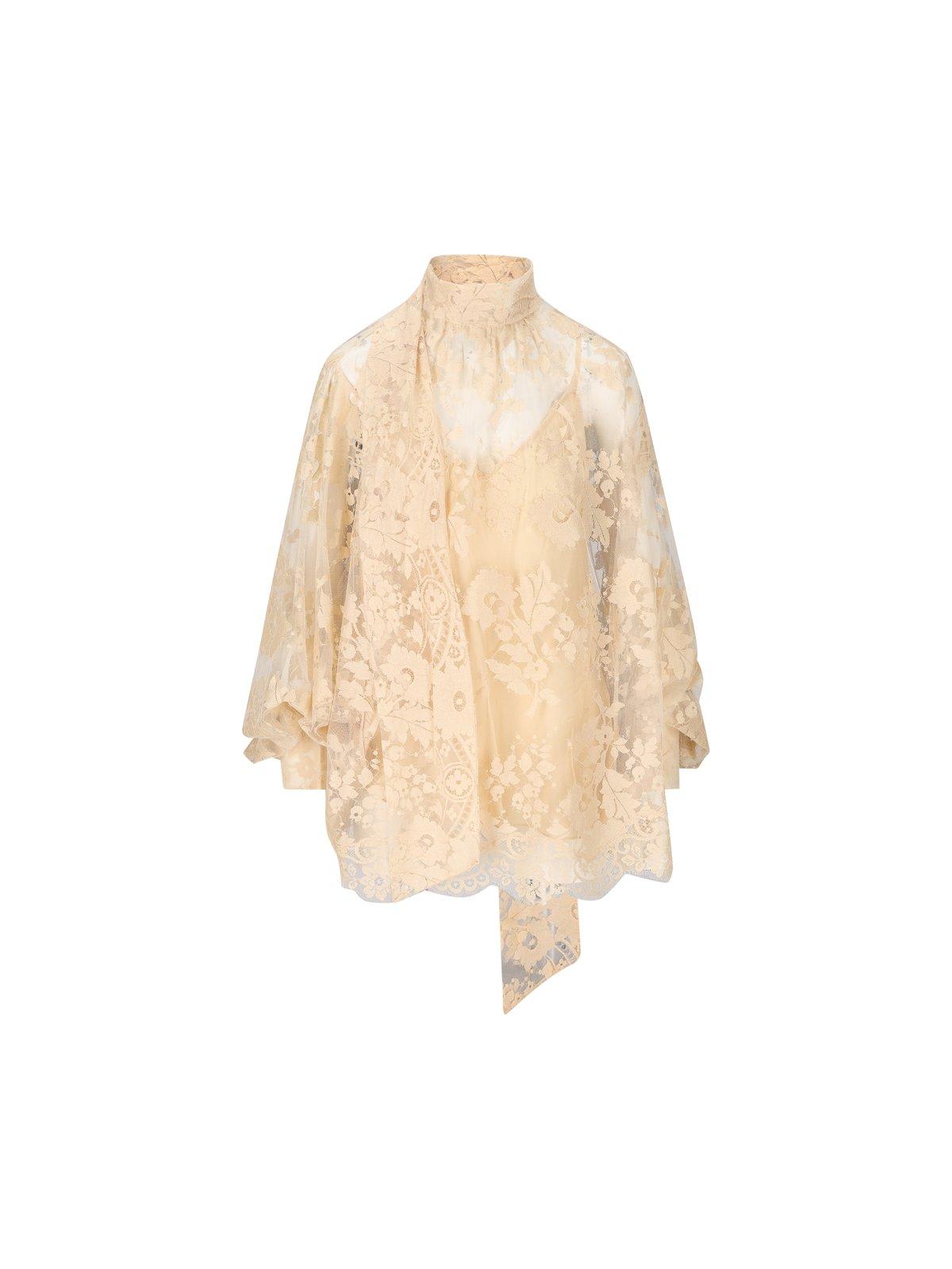 Shop Zimmermann Illustration Laced Blouse In Light Tea