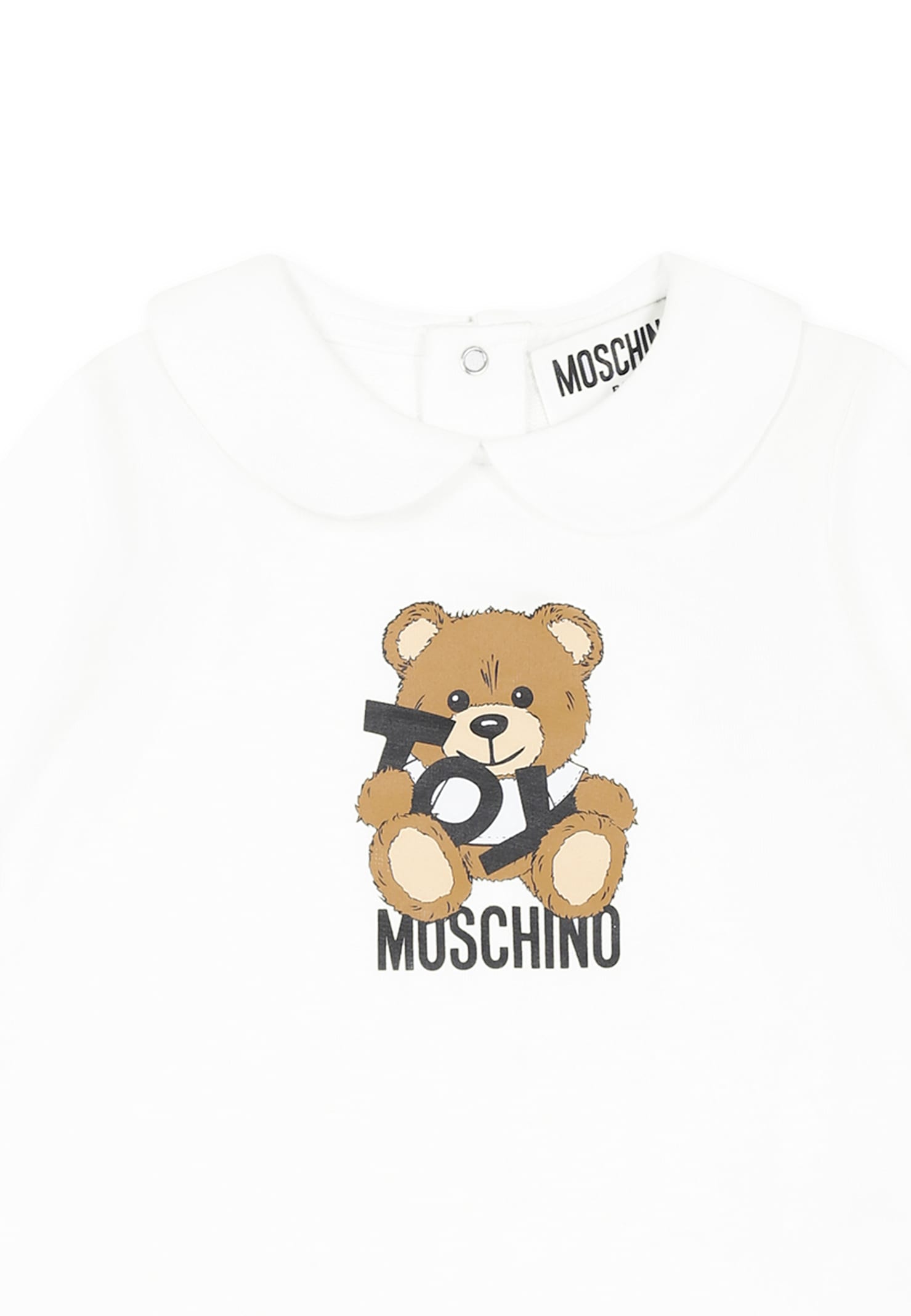 Moschino White Babygrow For Baby Kids With Teddy Bear In White