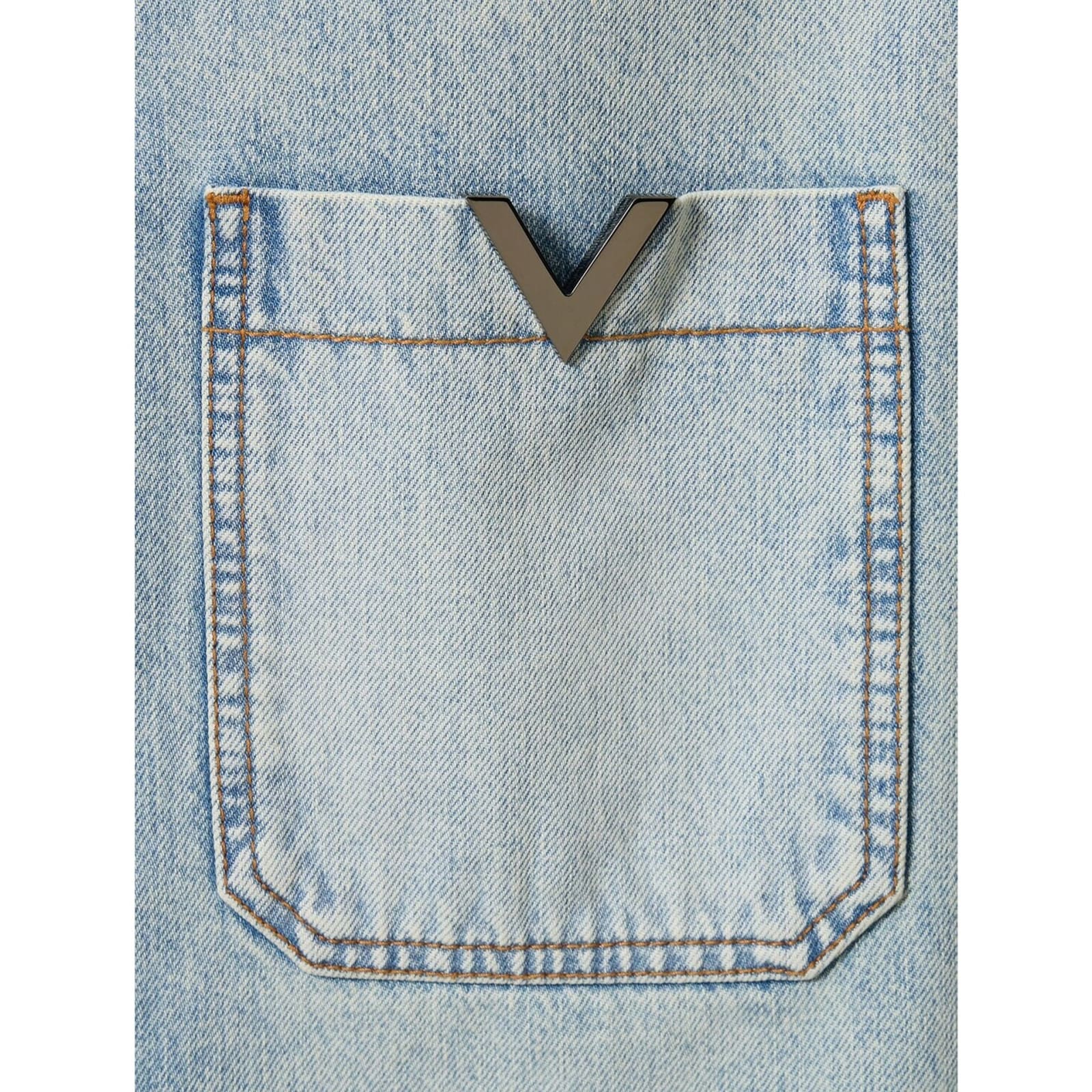 Shop Valentino Garavani Cotton Denim Shirt In Blue