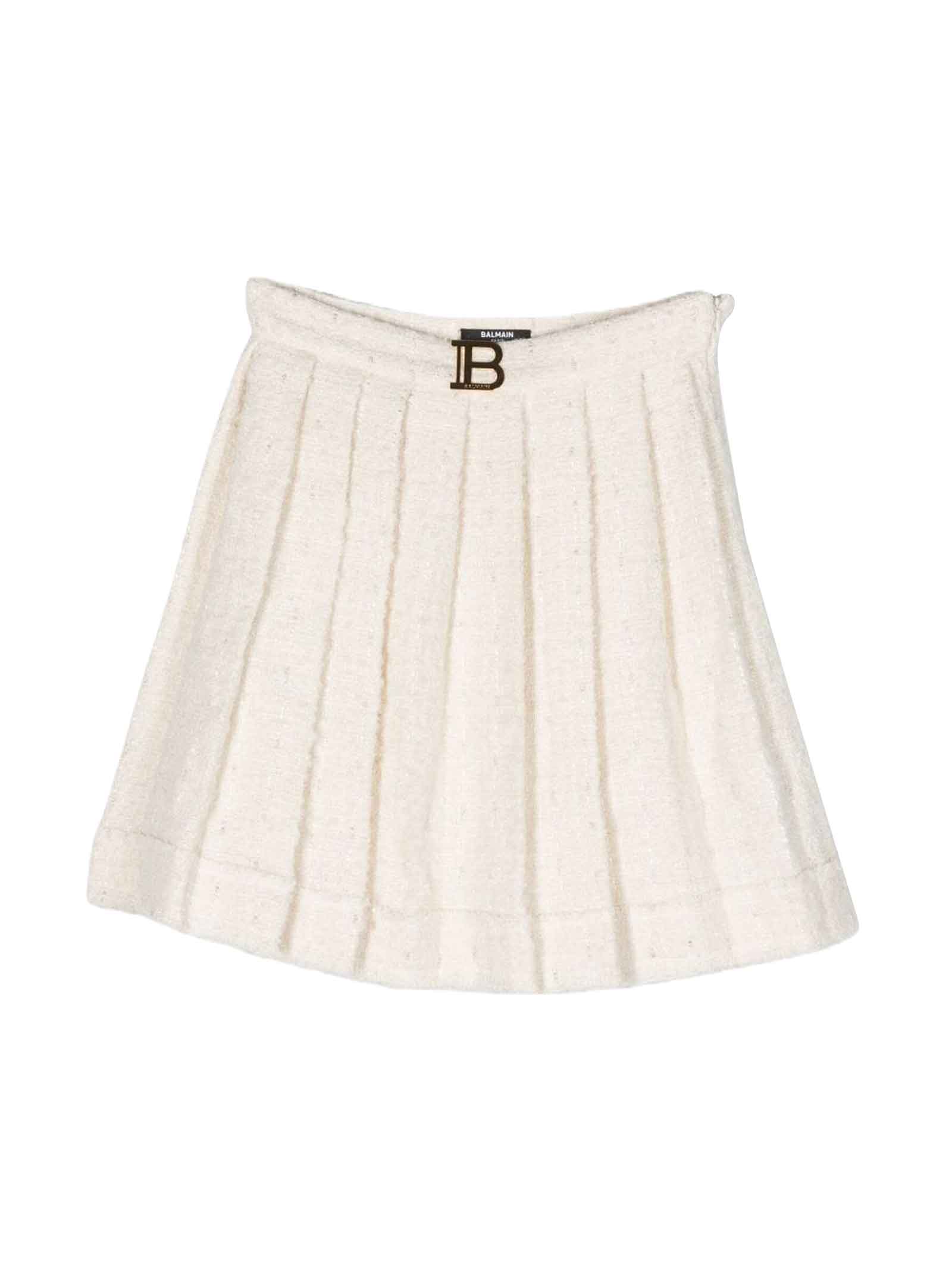 Balmain Kids' Ivory Skirt Girl In Bianco