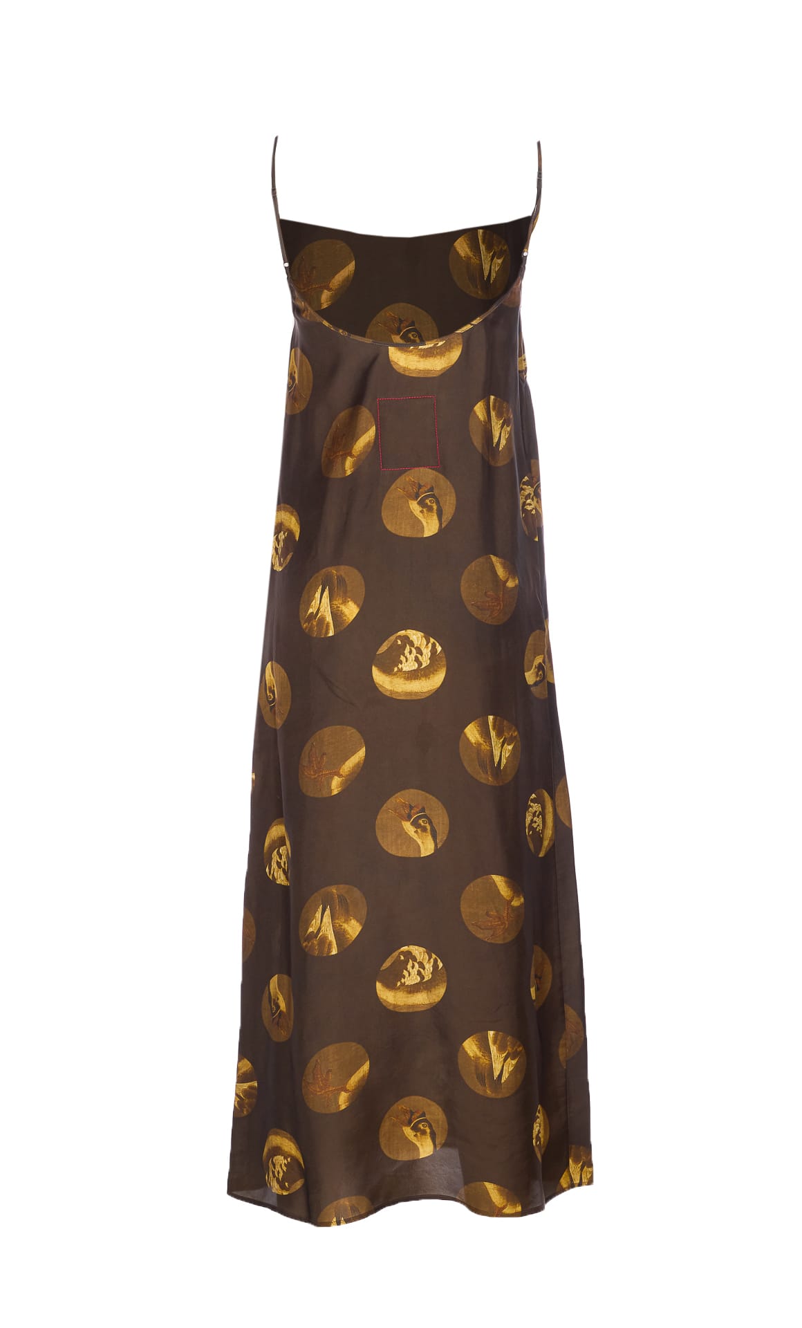 Uma Wang Anaya Brown Sleeveless Dress With Round Neck And All-over Motif In Viscose Blend Woman In Brown