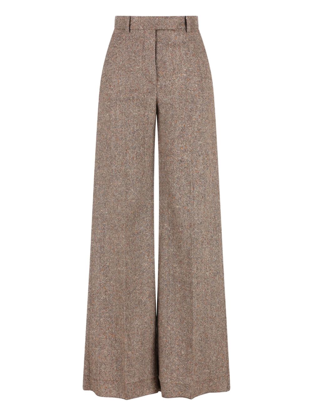 Valentino Wool Wide-leg Trousers In Brown