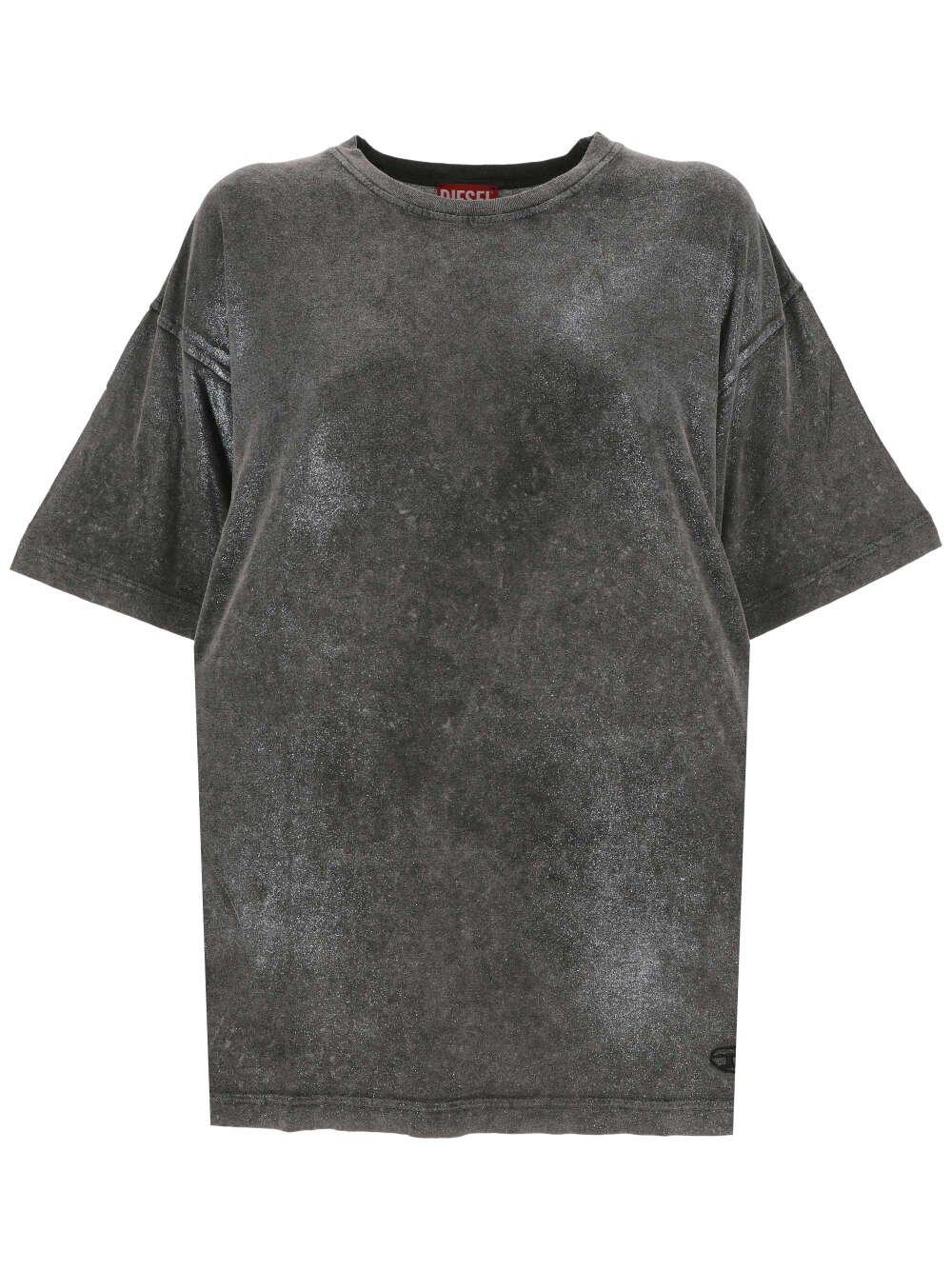 Diesel T-buxt Faded Metallic T-shirt In Black/grey