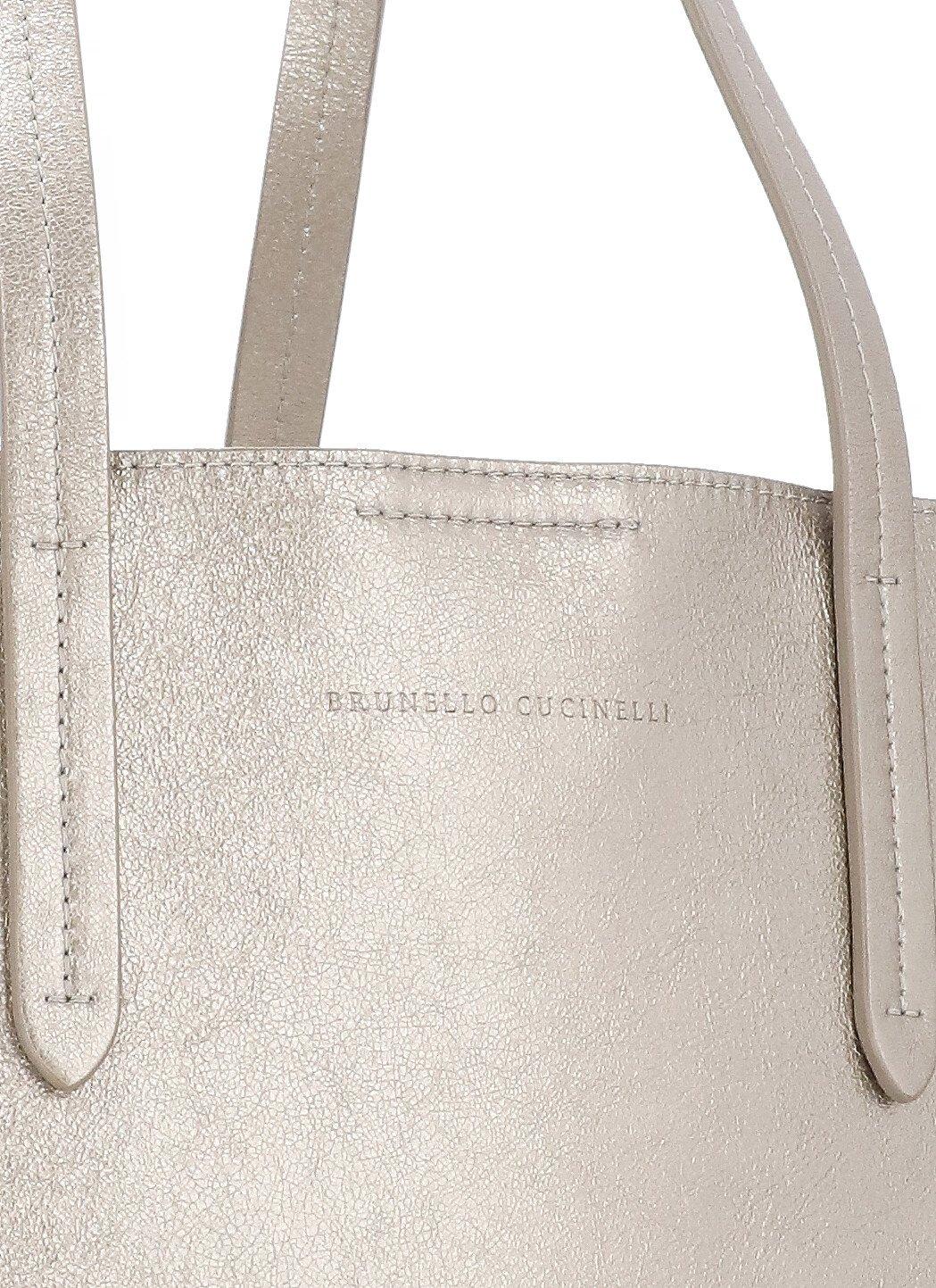 Shop Brunello Cucinelli Logo Pochette Tote Bag In Grey