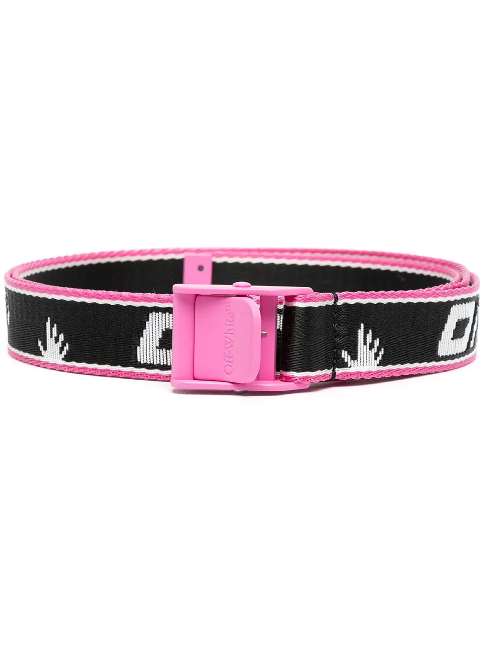 Off-white Pink And Black Industrial Belt In Nero+rosa