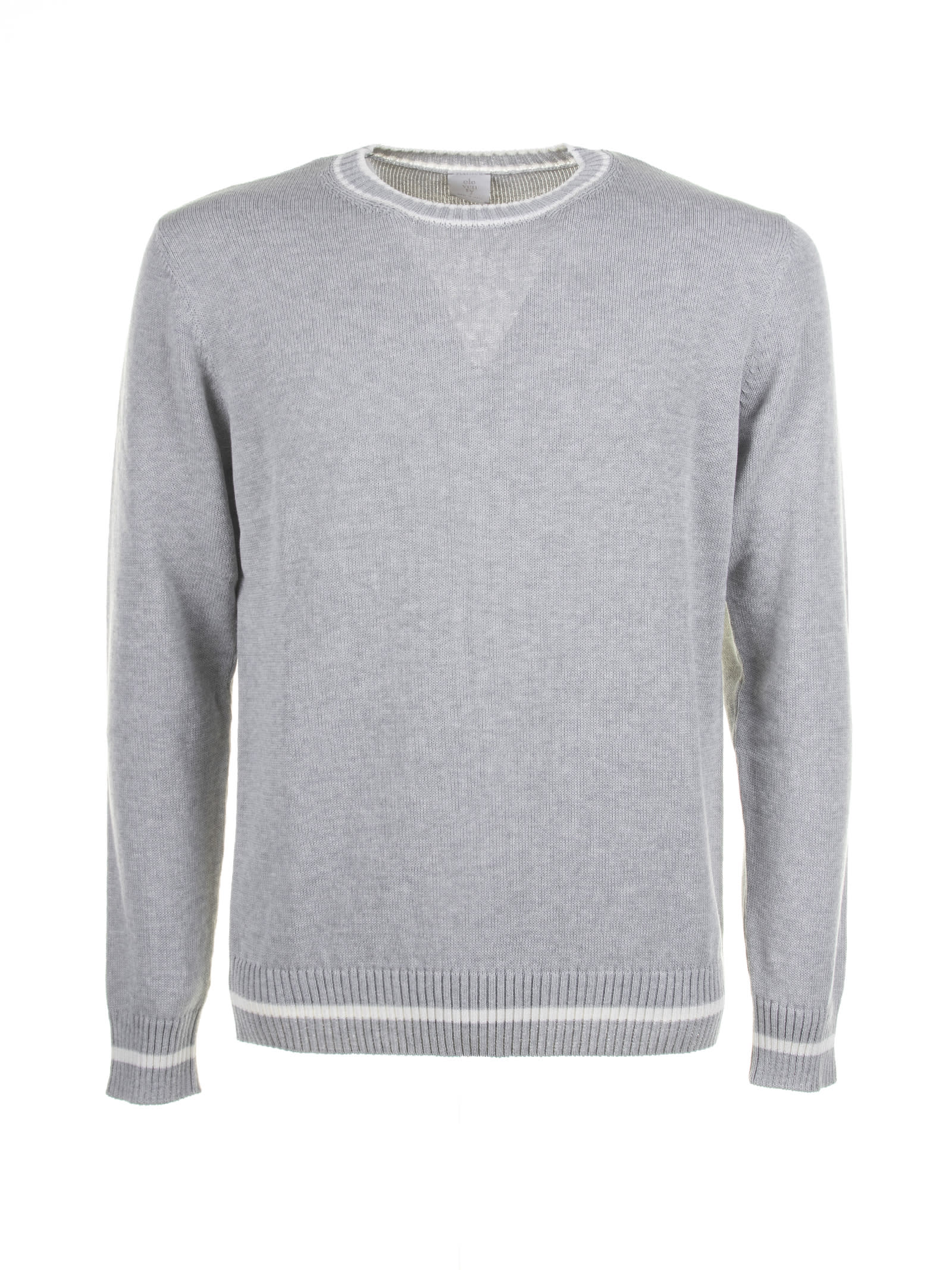 Shop Eleventy Light Gray Crew Neck Sweater In Grigio Chiaro Bianco