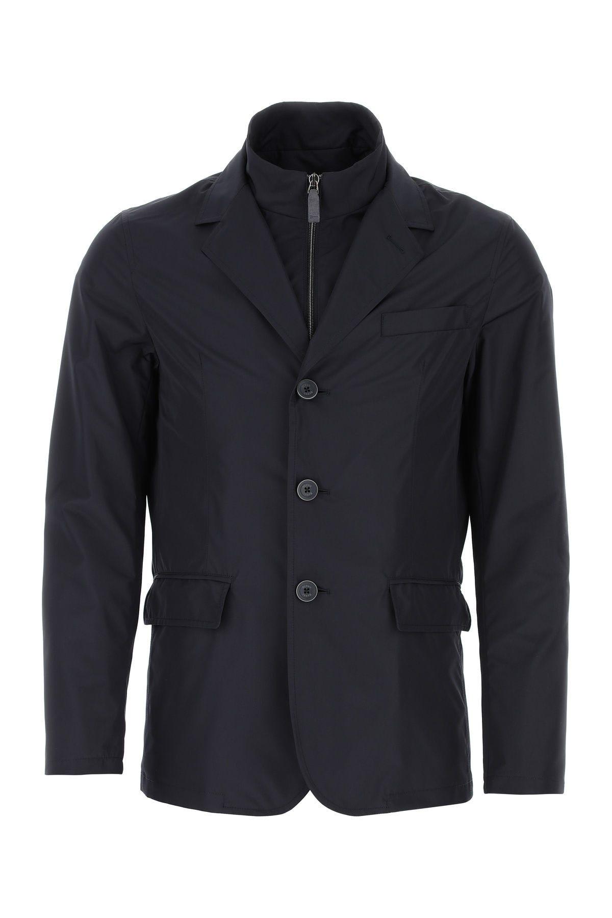 HERNO NAVY BLUE POLYESTER BLAZER