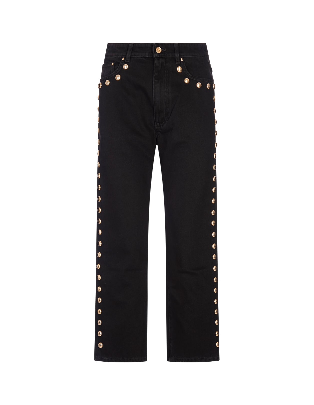 Black Boyfriend Jeans With Gold Studs