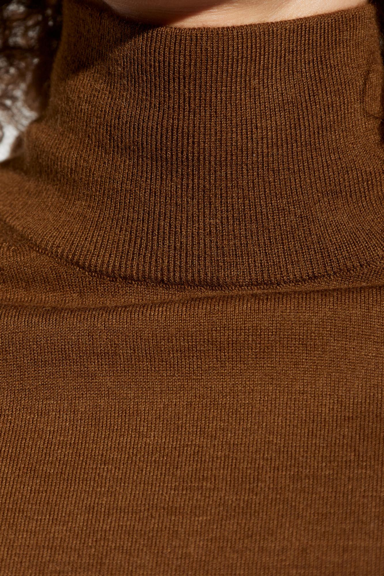 Max Mara Patroni Cashmere Turtleneck Sweater In Leather Brown