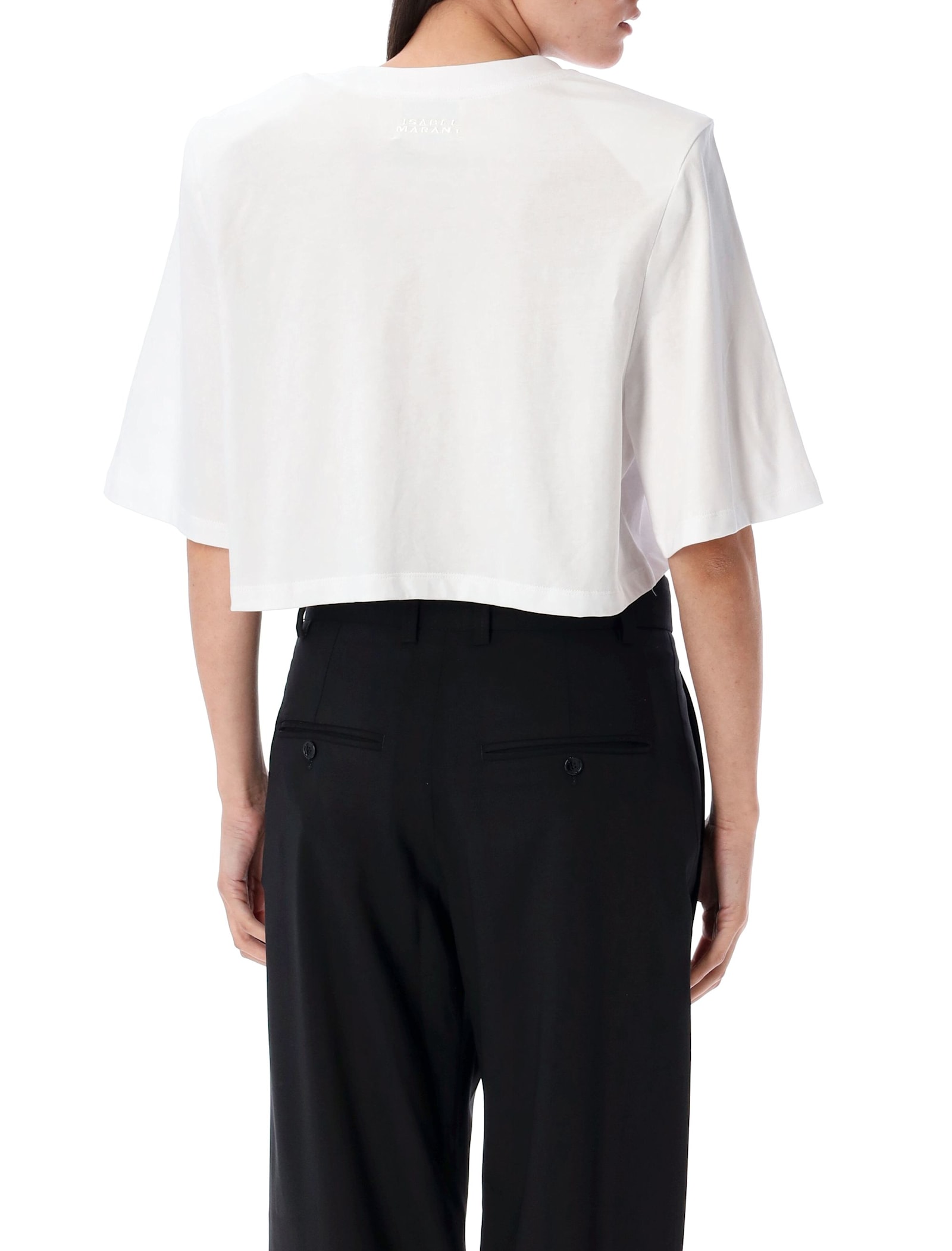 Isabel Marant Zaely Cropped Cotton Jersey T-shirt In White
