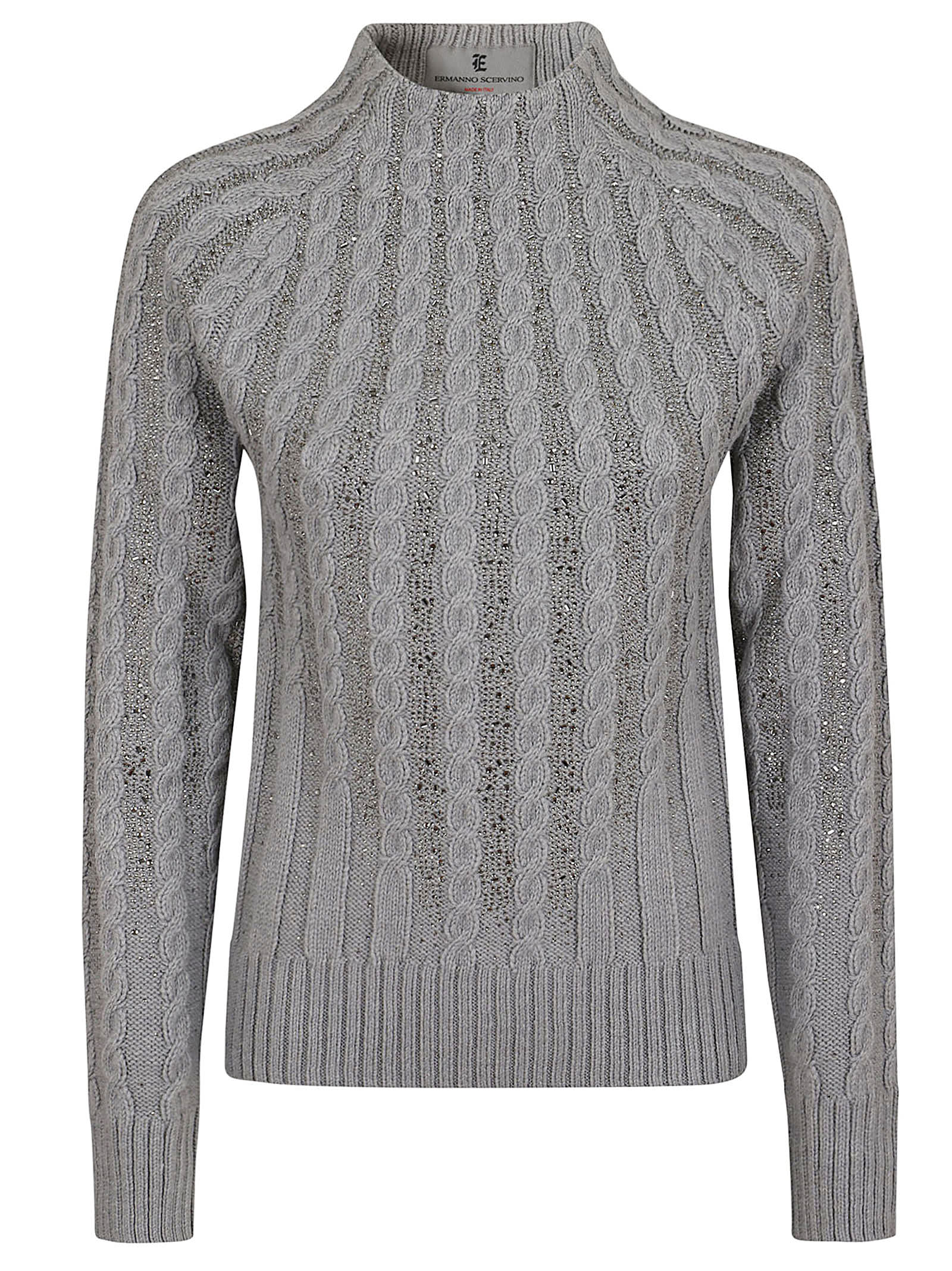 Shop Ermanno Scervino Long Sleeve High Neck Sweater In Melange G