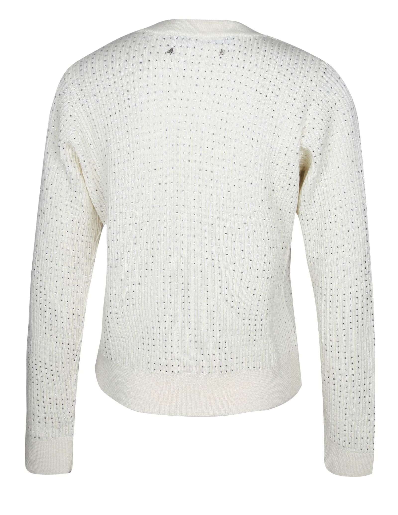 Shop Golden Goose Journey Sweater In Wool With Applied Crystals In White