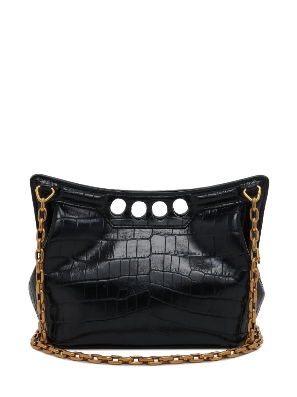 Shop Alexander Mcqueen The Peak Mini Bag With Chain In Black