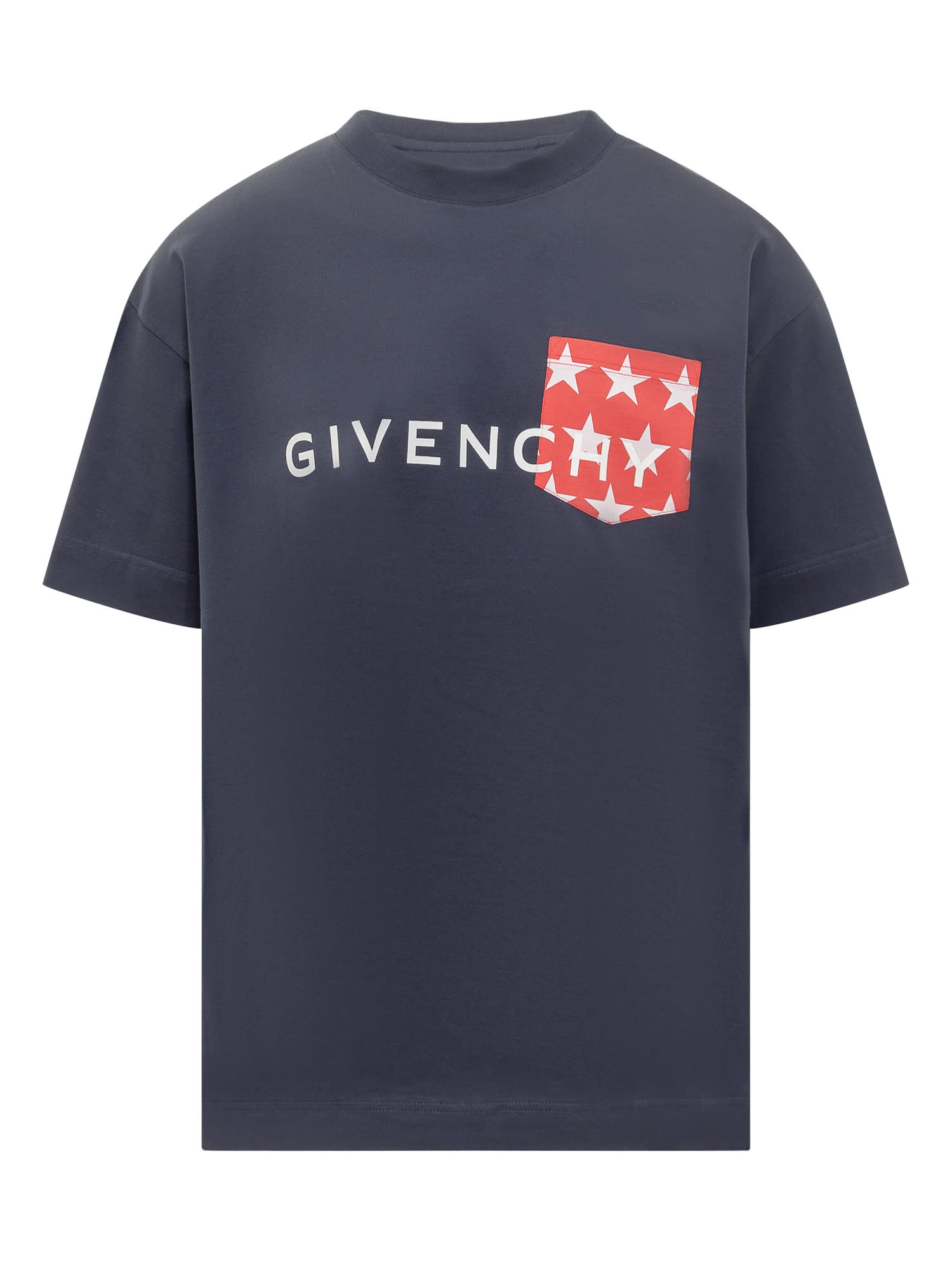 Shop Givenchy Cotton T-shirt With Pocket In Deep Blue