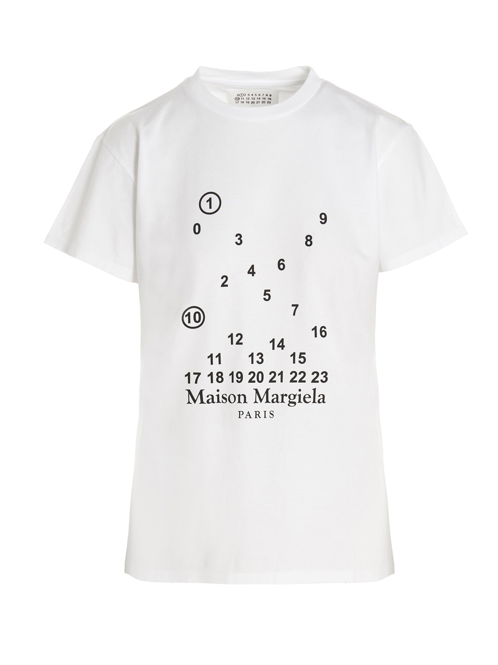 Shop Maison Margiela Logo Printed T-shirt In White/black