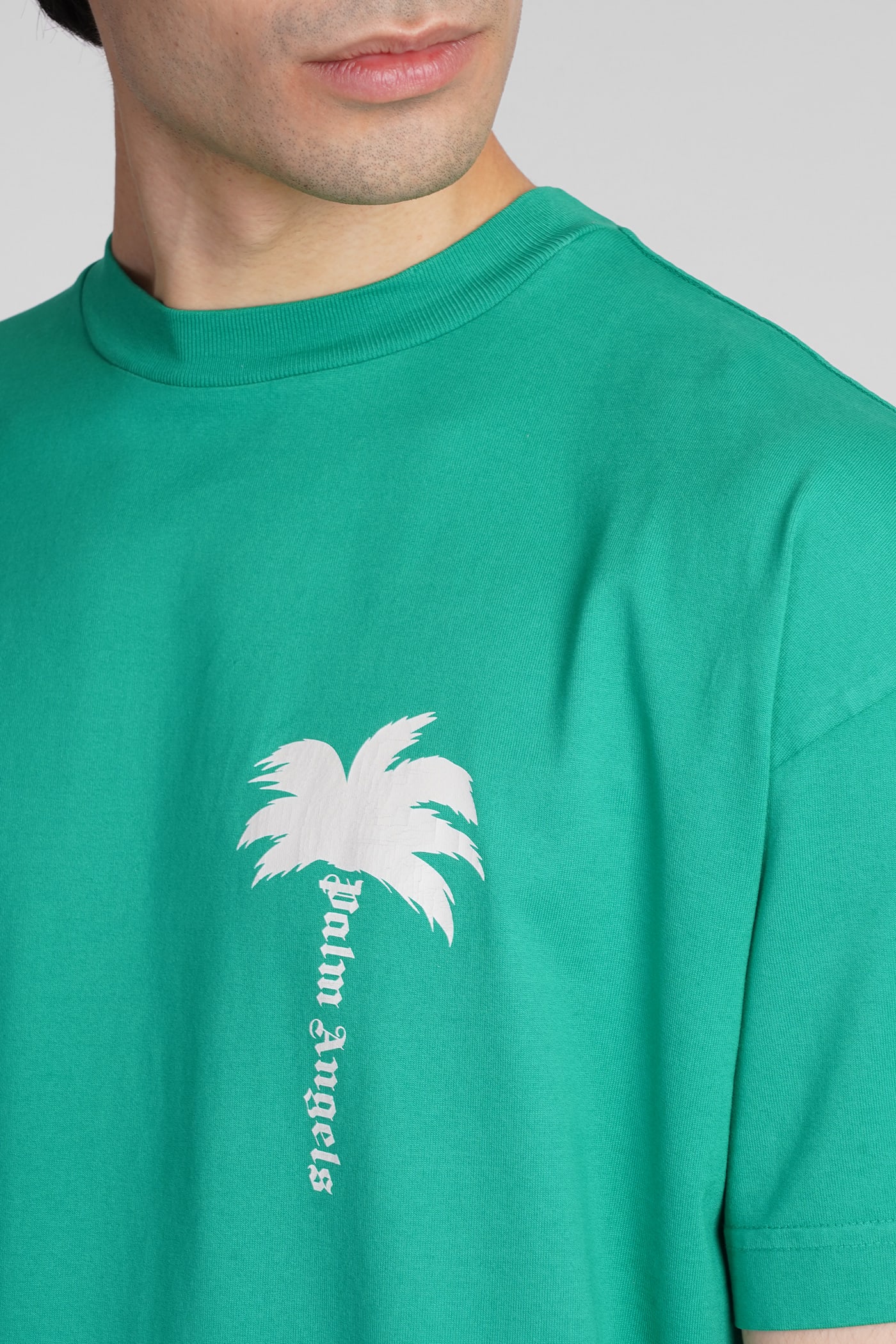 Shop Palm Angels T-shirt In Green Cotton