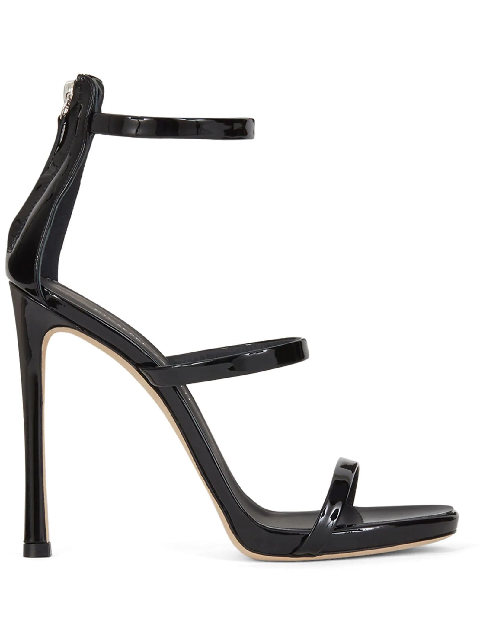 Giuseppe Zanotti Black Mirrored Patent Leather Harmony Sandal