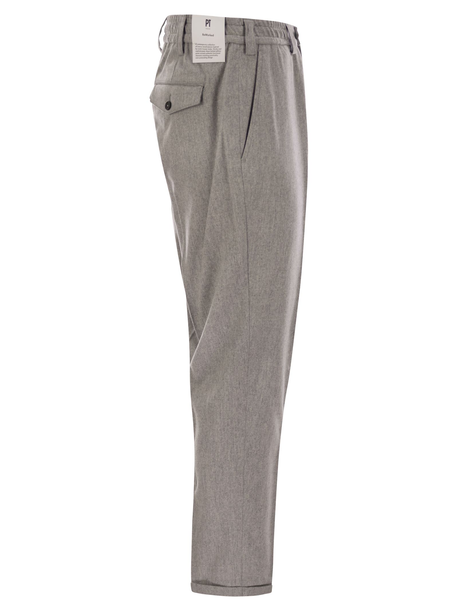 Shop Pt Torino The Rebel - Wool And Cashmere Trousers In Grey