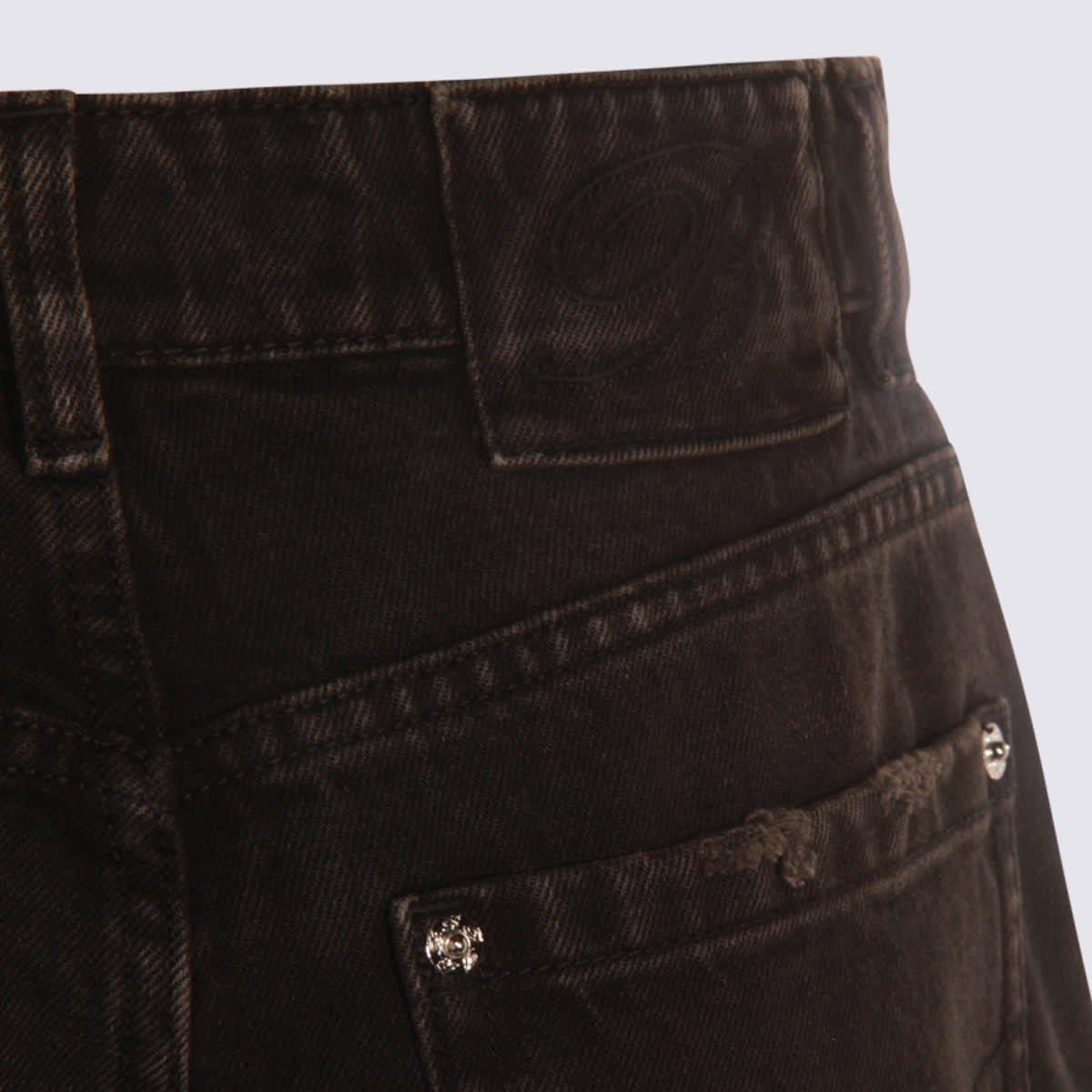 Blumarine Black Jeans With Belt Loops And Embroidery On The Front In Denim Woman In Black