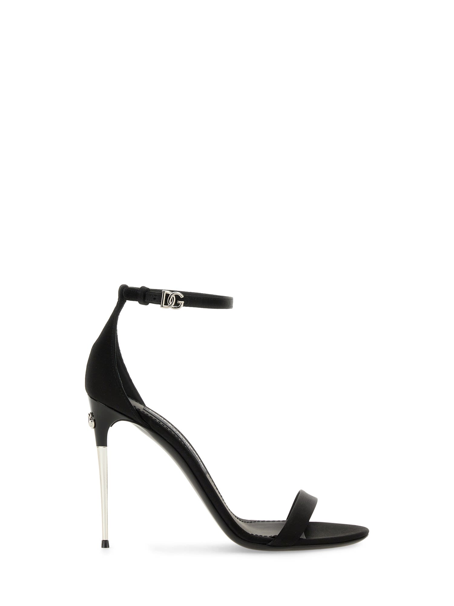 Shop Dolce & Gabbana Satin Sandal In Black, Silver