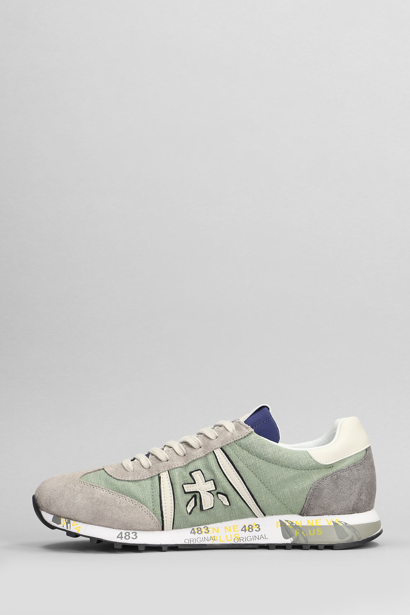 Shop Premiata Lucy Sneakers In Green Suede And Fabric