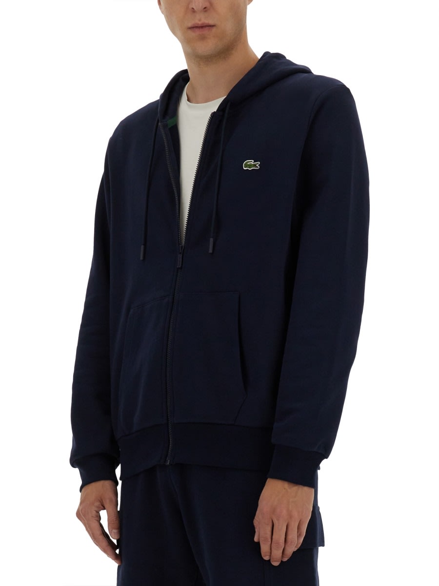 Lacoste Zipper Hoodie In Blue