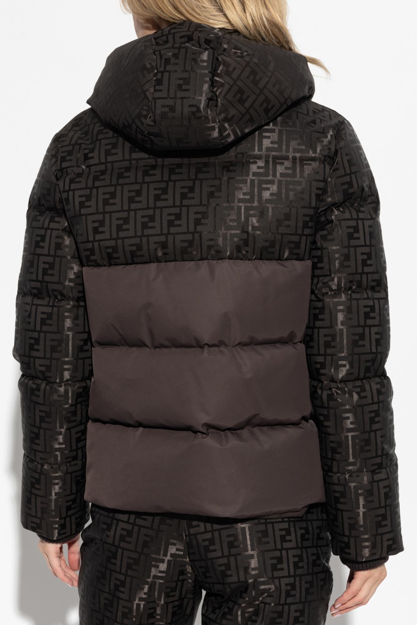 Fendi Down Jacket With Hood In Brown