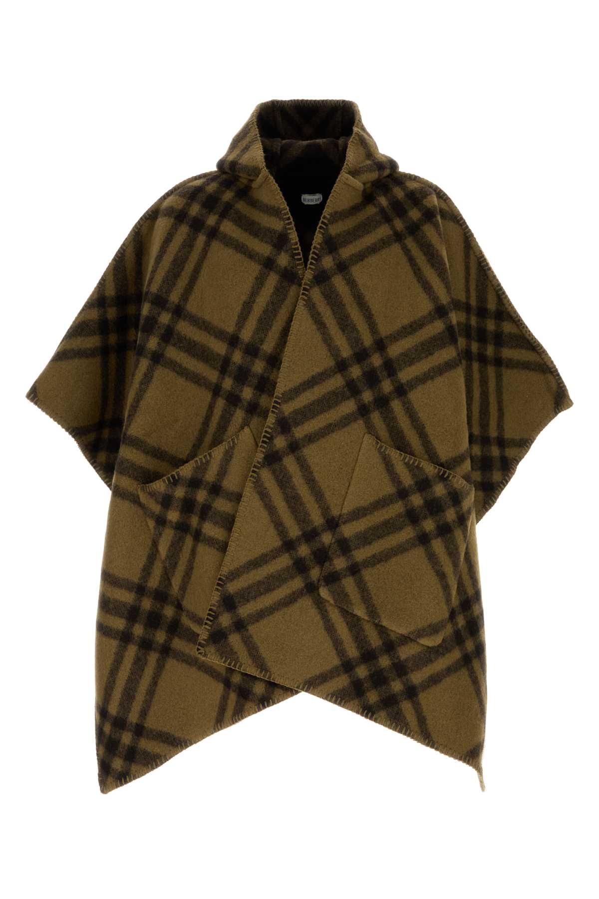 Shop Burberry Embroidered Wool Cape In Camp