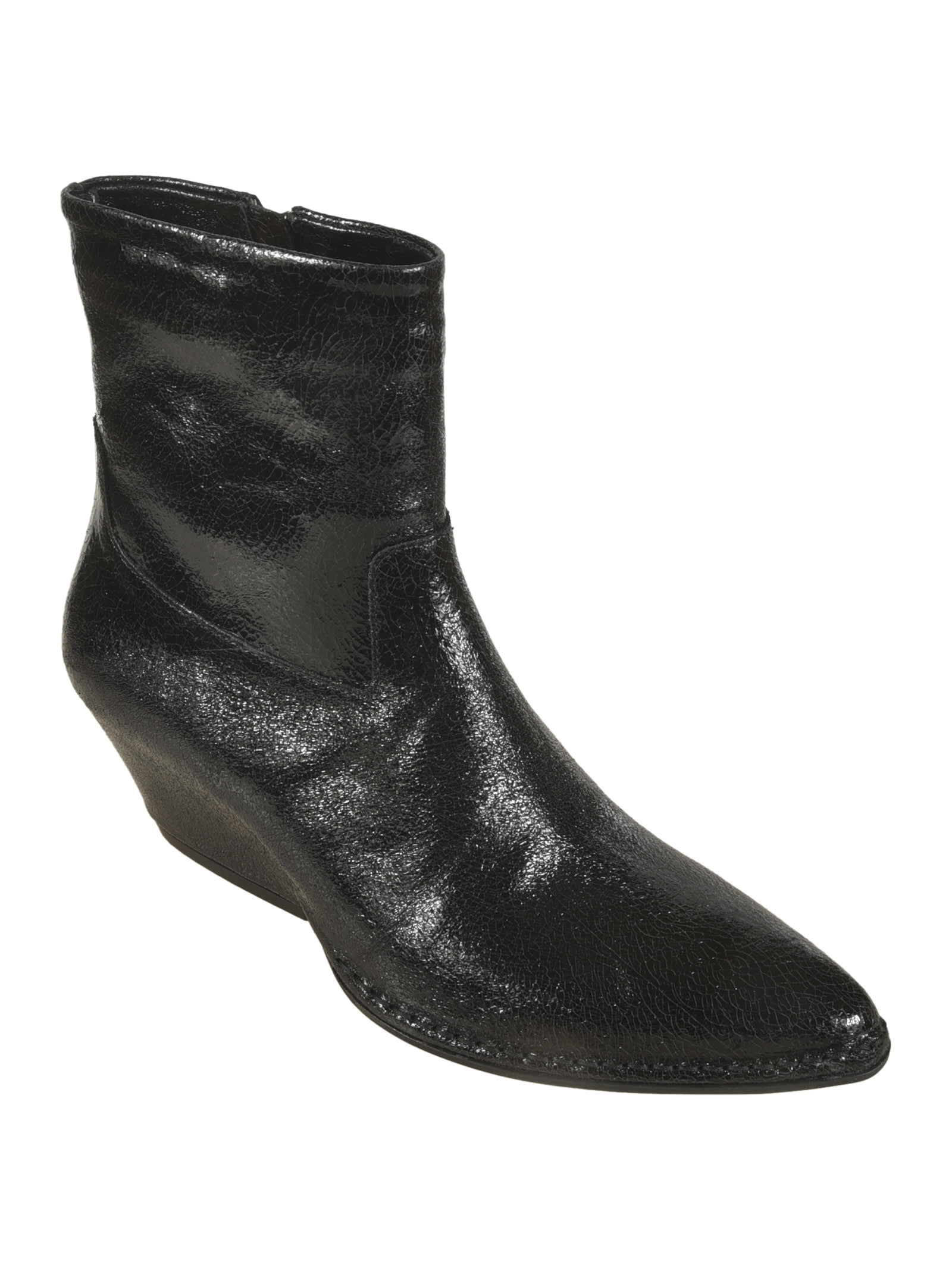 Shop Del Carlo Crack Lame Boots In Black