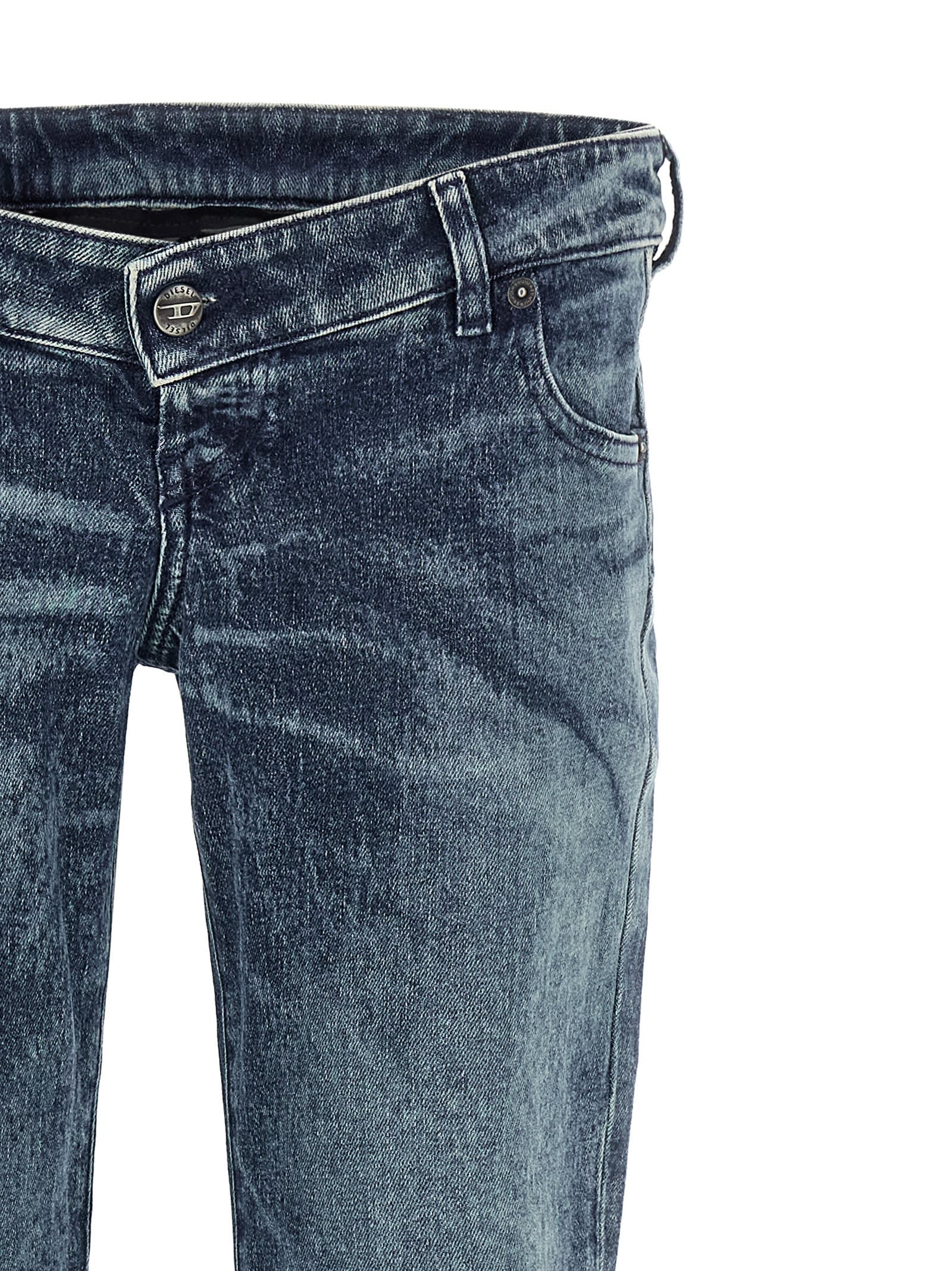 Diesel Waistband Jeans With Pockets And Loops In Blue